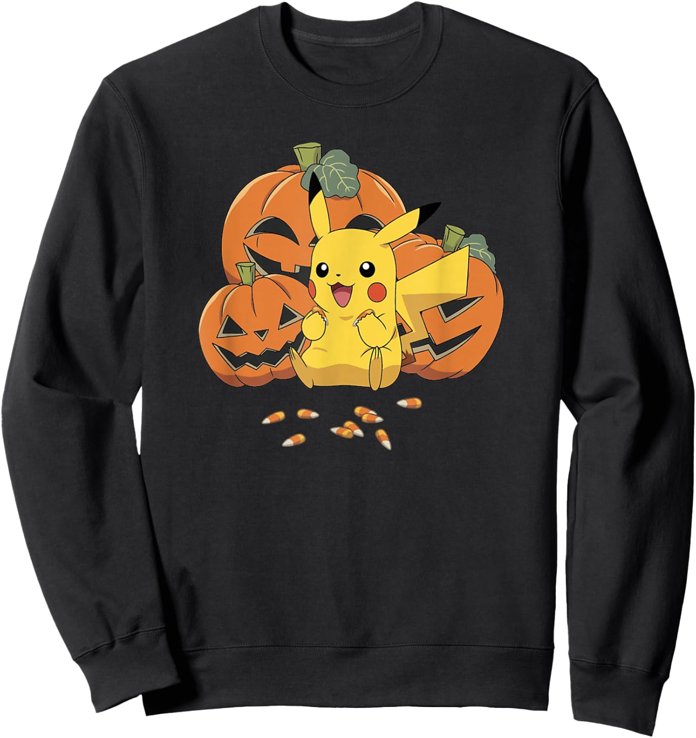 Pokémon Halloween Pikachu Cute Pumpkin Candy Corn Sweatshirt - Sweatshirt | Black