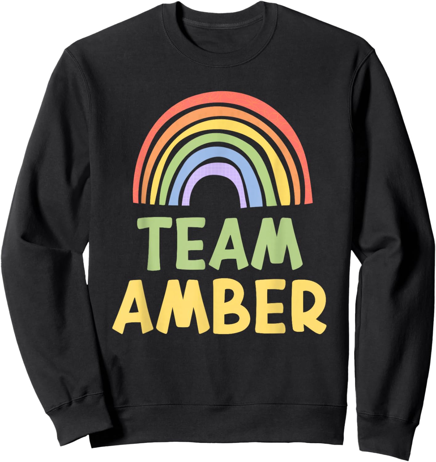 Happy Colorful Team Amber Rainbow Pride Green Yellow Sweatshirt - Sweatshirt | Black