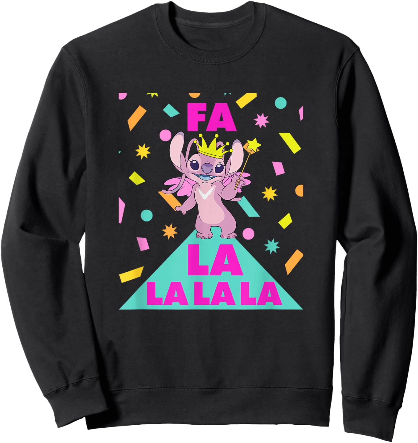 Disney Lilo & Stitch Christmas Fa La La La Angel Celebration Sweatshirt - Sweatshirt | Black