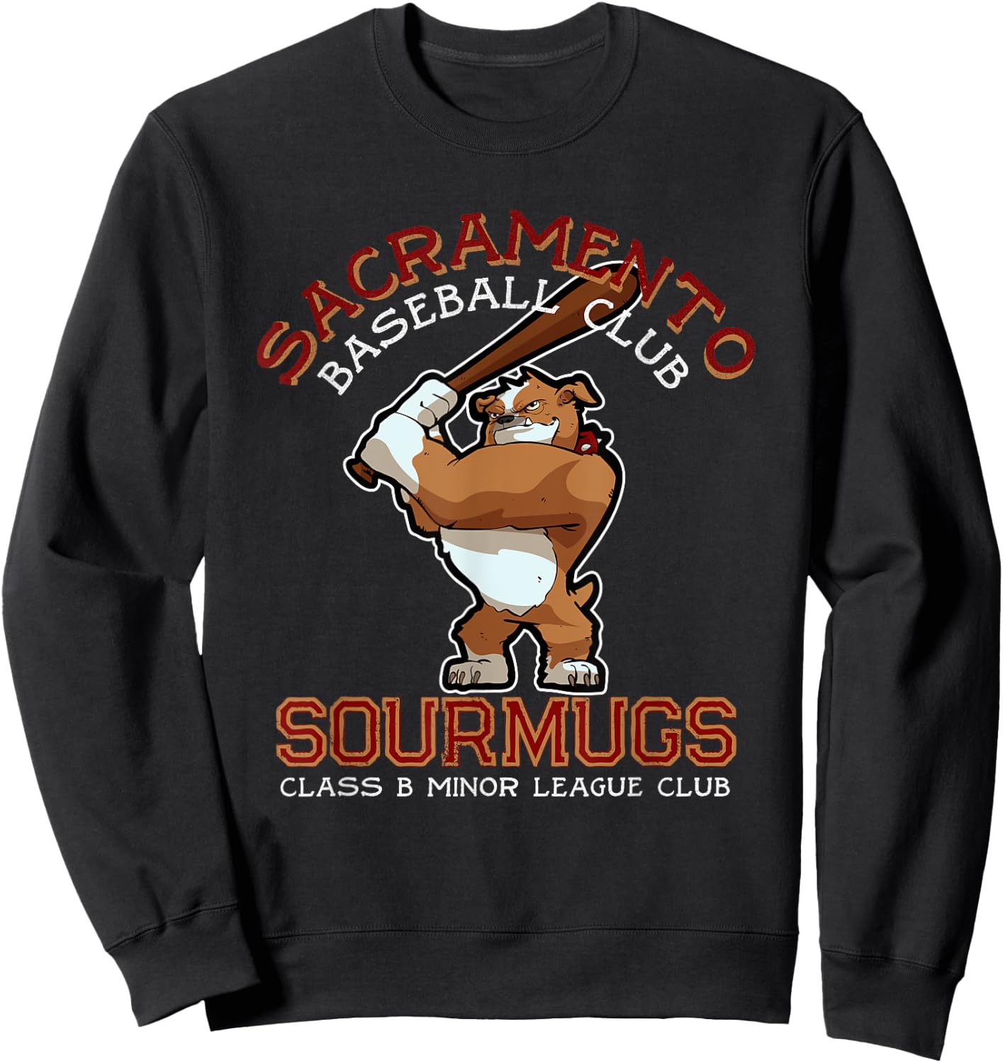 Sacramento Sourmugs Minor League Retro Baseball Team Sweatshirt - Sweatshirt | Black