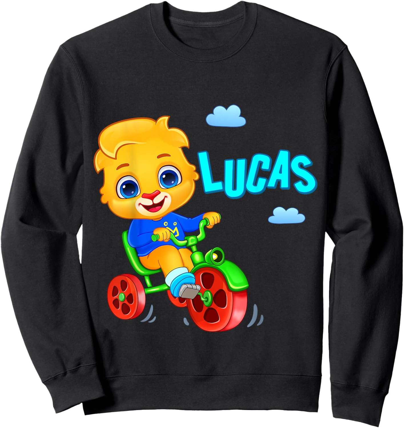 Lucas Loves Cycling | Lucas The Lion Official RV AppStudios Small Sweatshirt - Sweatshirt | Black