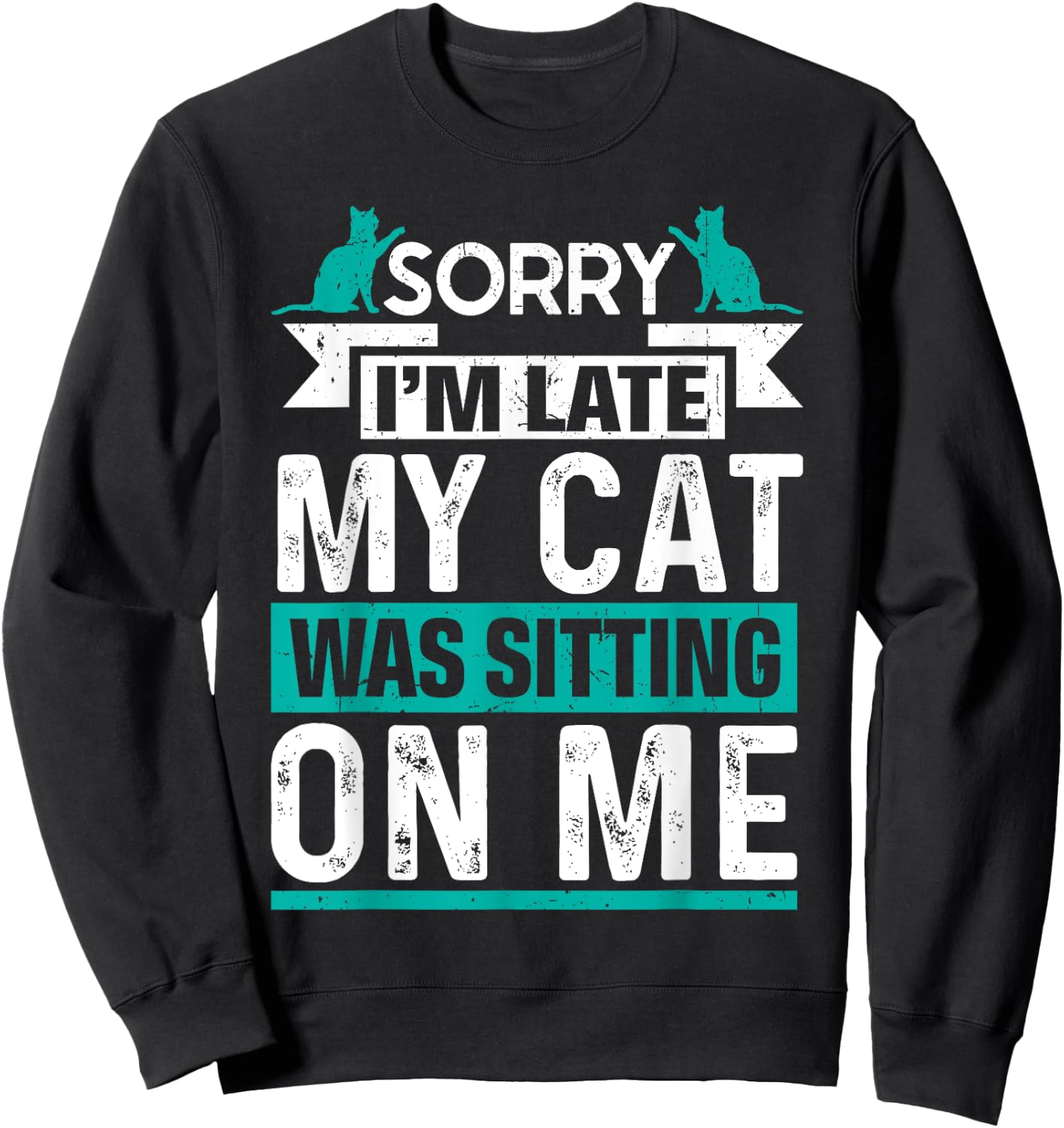 My Cat Was Sitting on Me Cat Owner Joke Funny Cat Lover Sweatshirt - Sweatshirt | Black