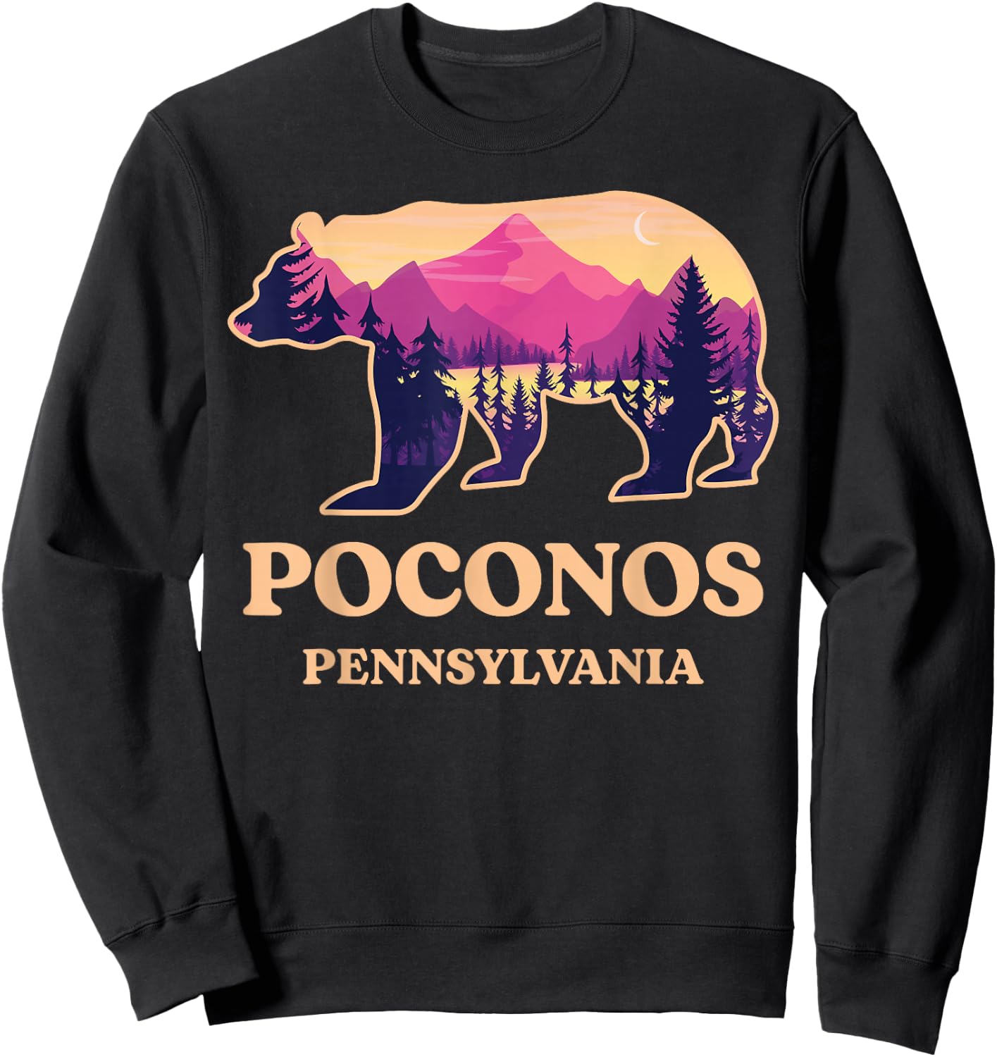 Poconos Mountains Pennsylvania Pa Bear Hiking Souvenirs Sweatshirt - Sweatshirt | Black