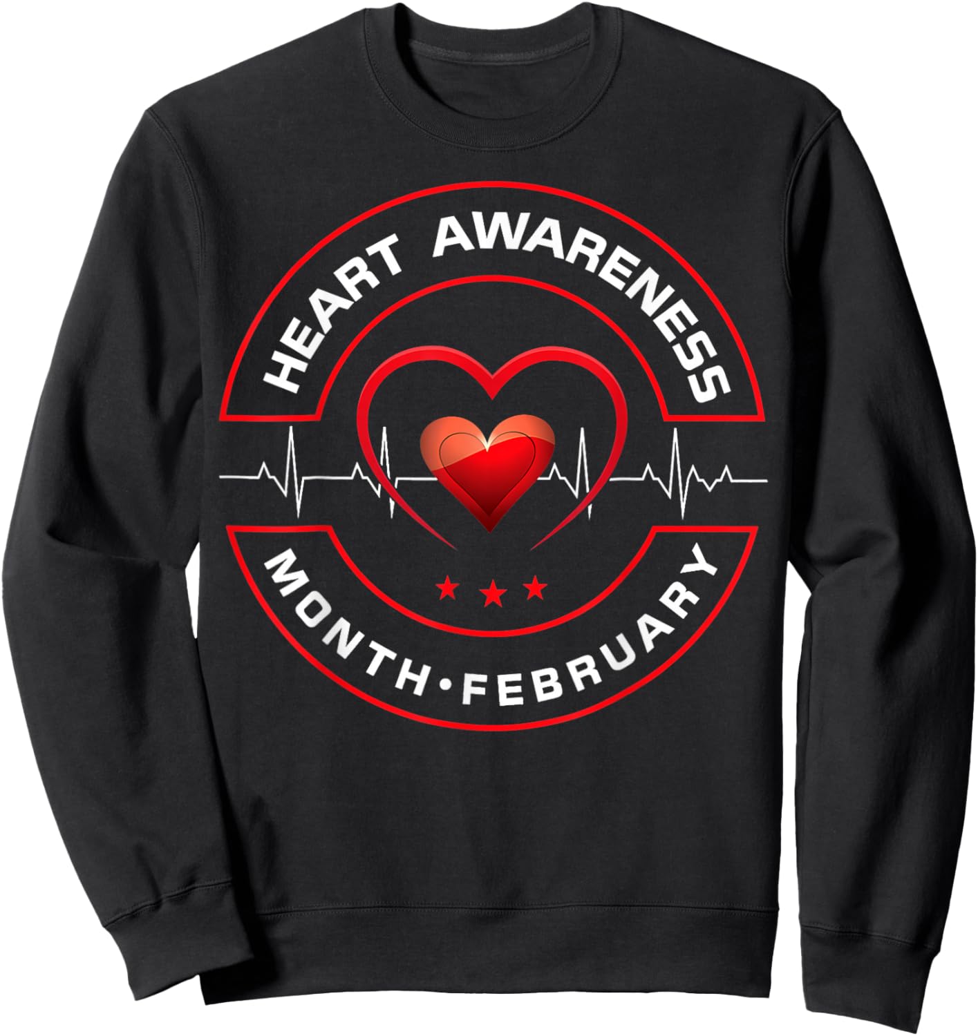 Heart Health Month February American Heart Health Sweatshirt - Sweatshirt | Black