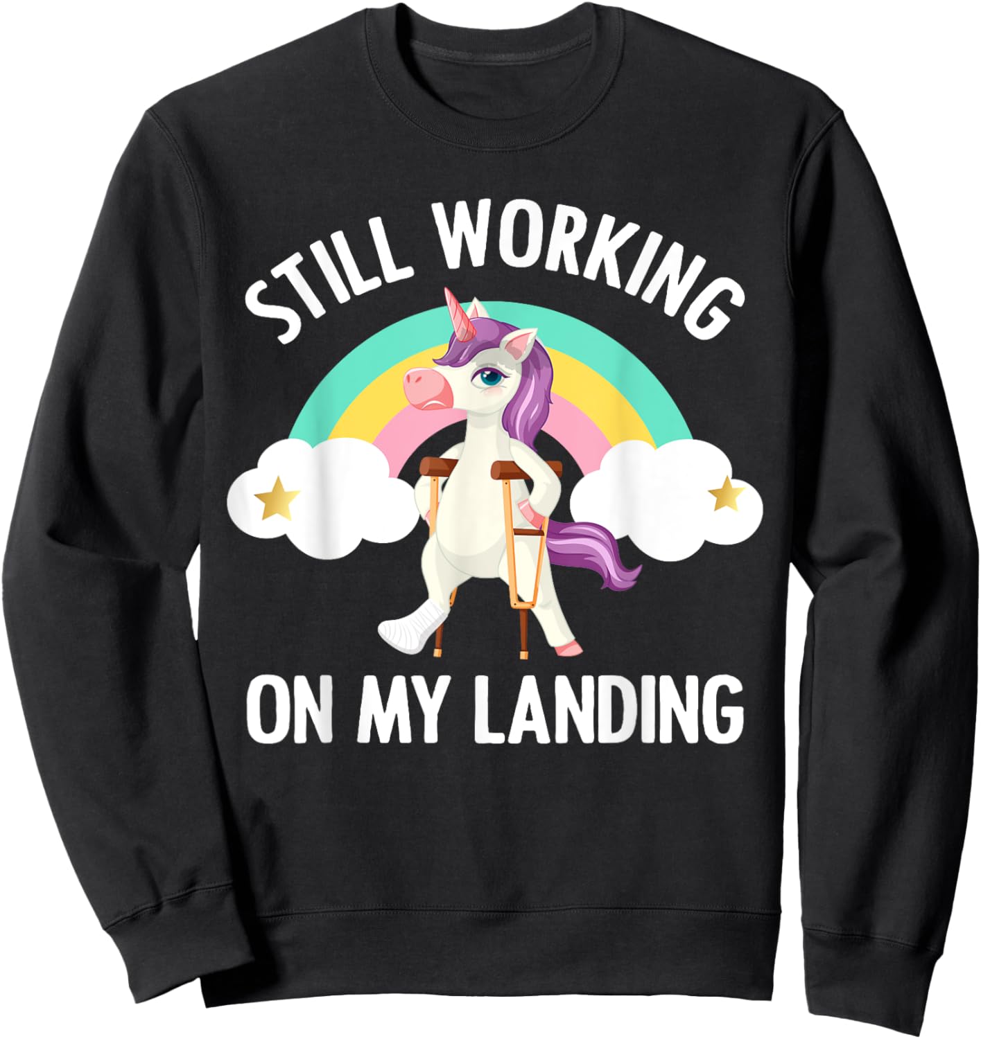 Funny Unicorn Broken Leg Art For Kids Toddlers Injured Foot Sweatshirt - Sweatshirt | Black
