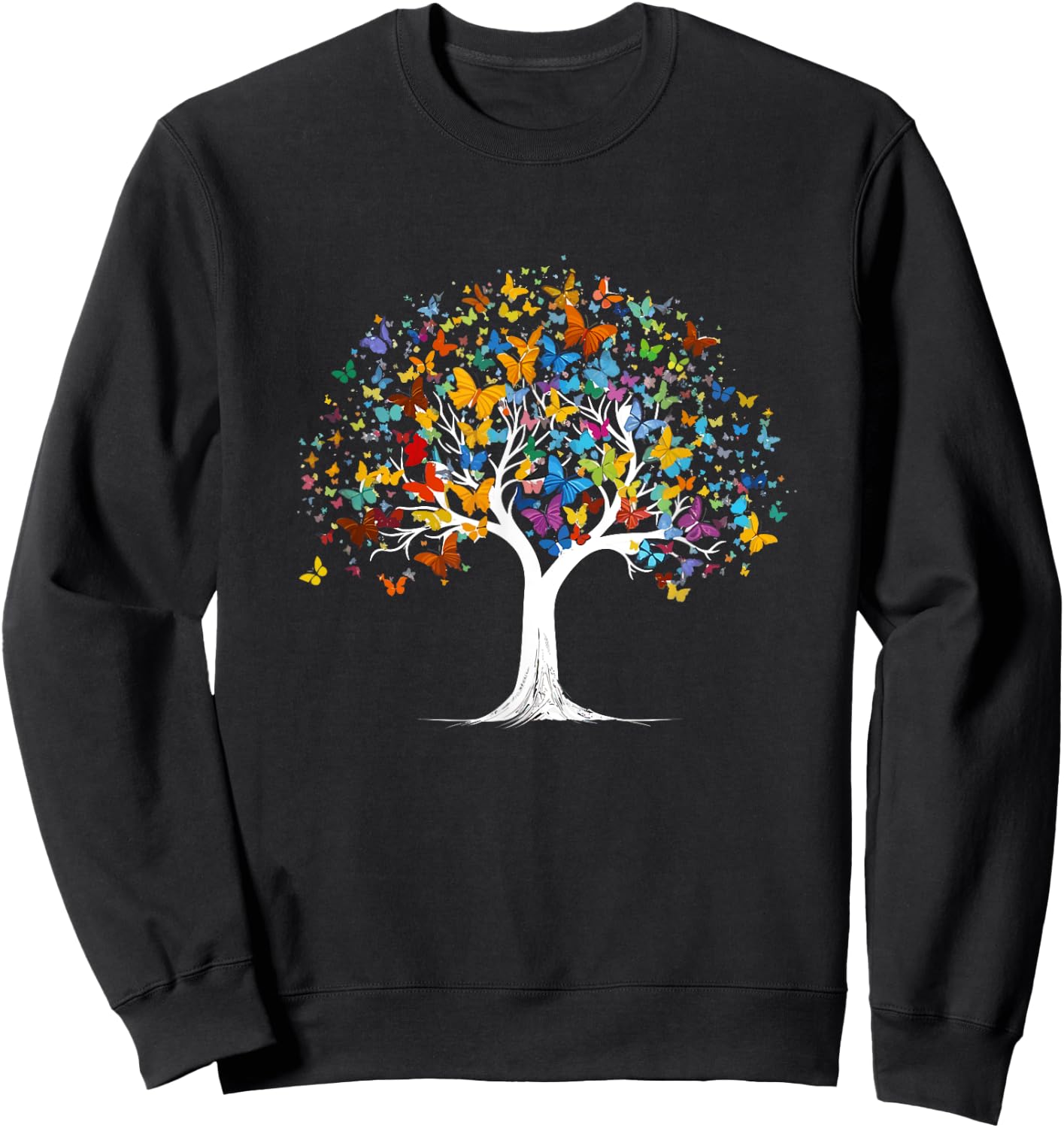 Butterfly Tree Beautiful Butterflies Garden Colorful Sweatshirt - Sweatshirt | Black