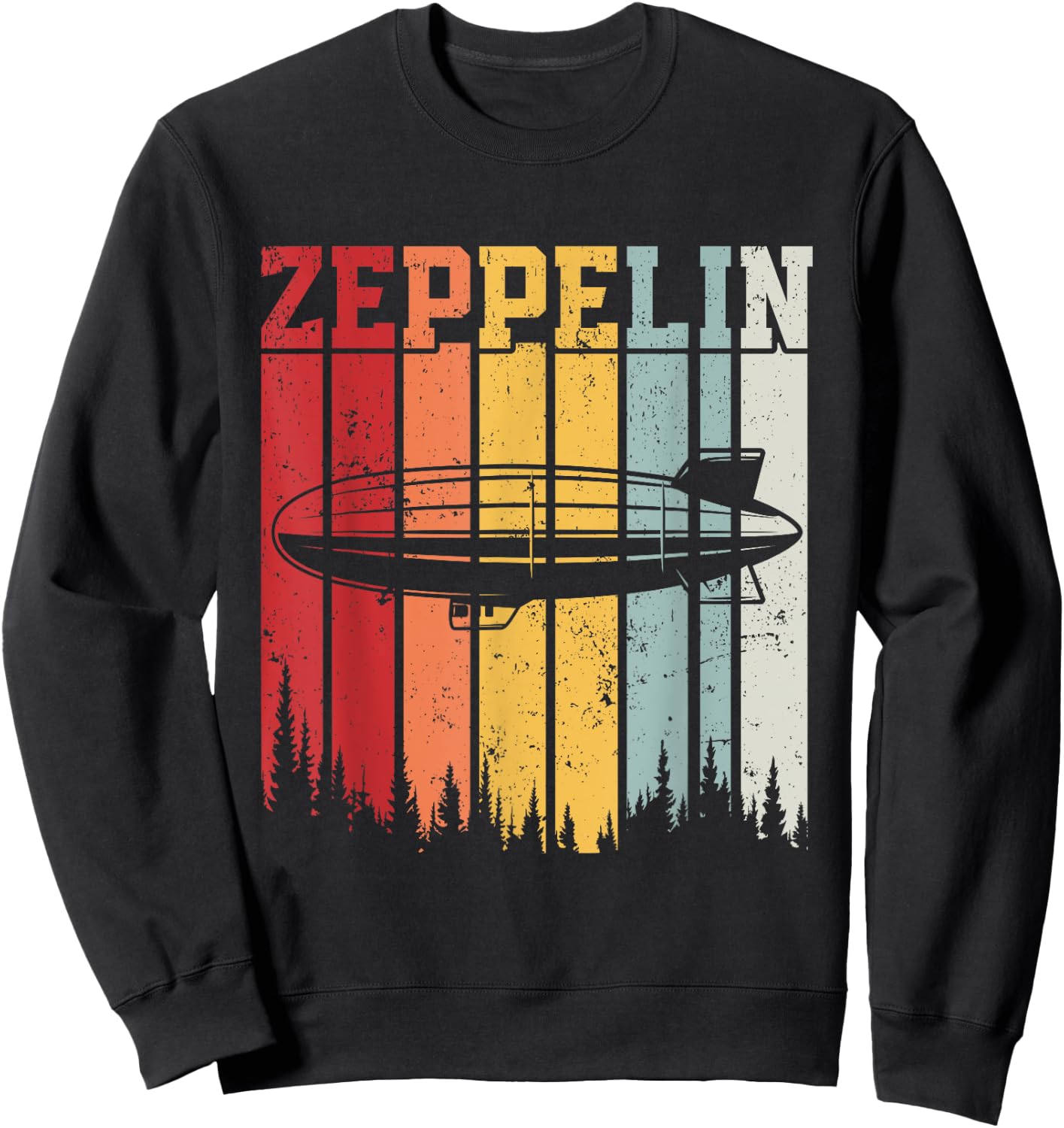 Retro Zeppelin 70s 80s Dirigible Airship Zepelin Zepplin Sweatshirt - Sweatshirt | Black