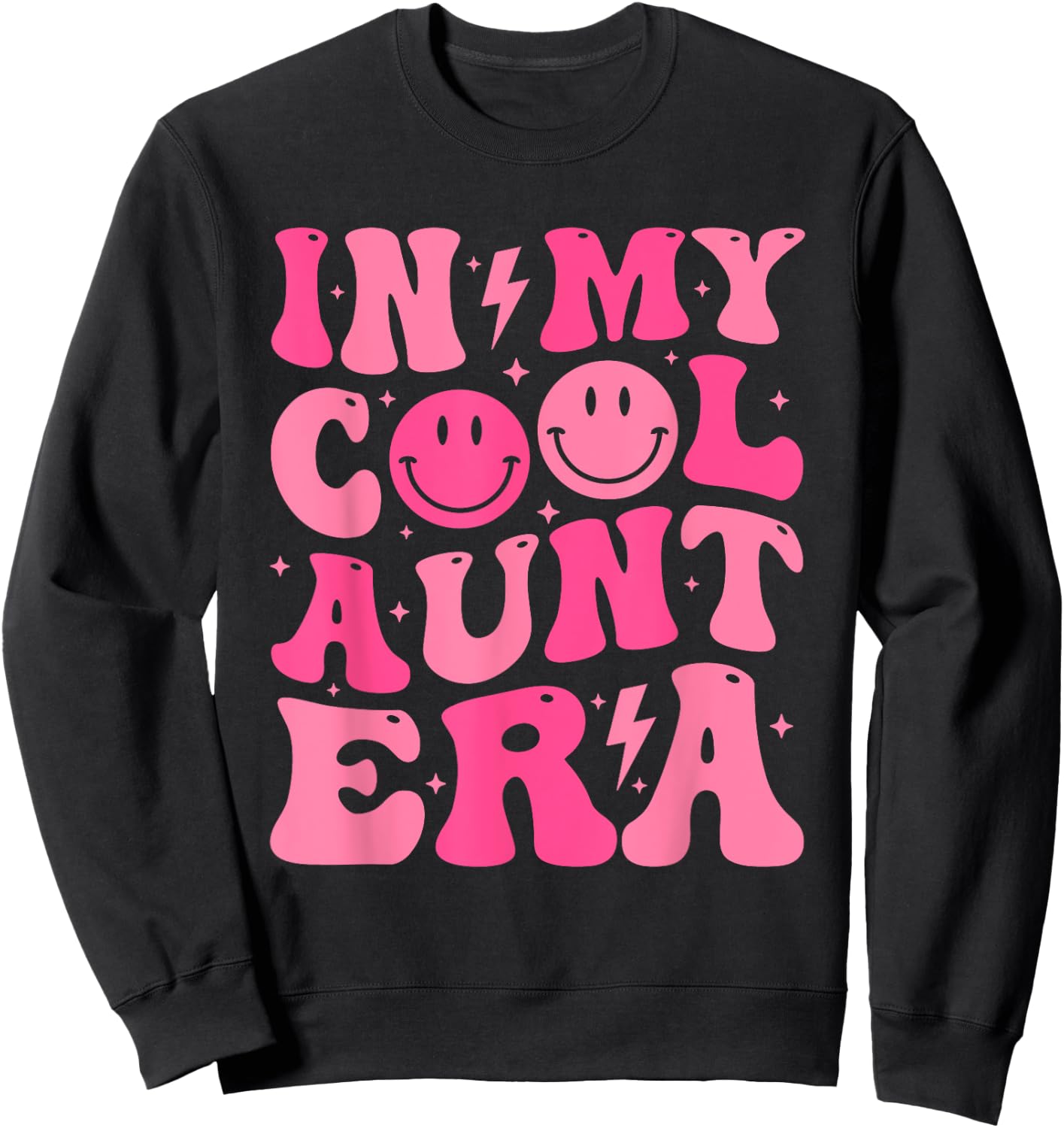 In My Cool Aunt Era Retro Groovy Funny Aunt Mothers Day Sweatshirt - Sweatshirt | Black