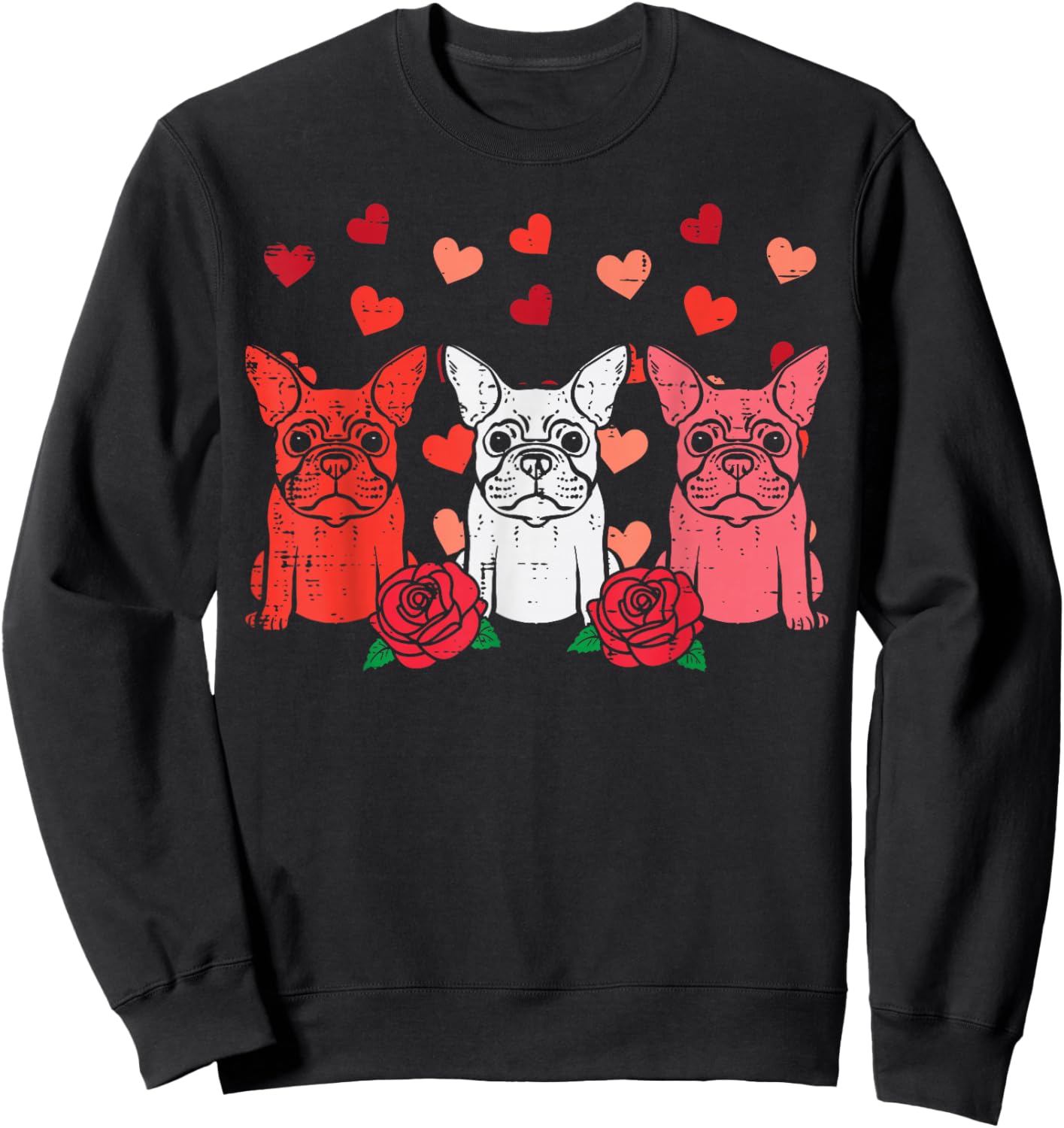 Valentines Day French Bulldogs Frenchie Dog Men Women Kids Sweatshirt - Sweatshirt | Black