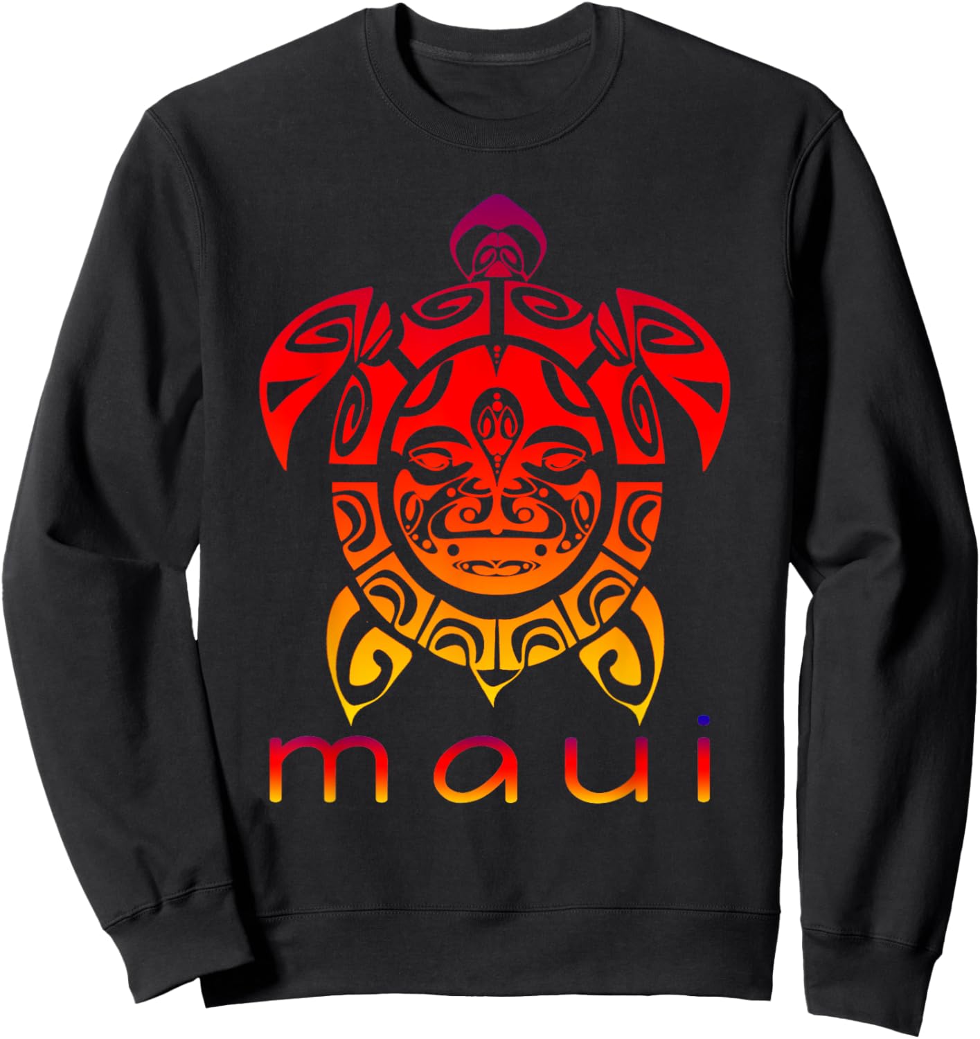 Hawaii Sea Vivid Turtle, Maui Hawaiian Sweatshirt - Sweatshirt | Black