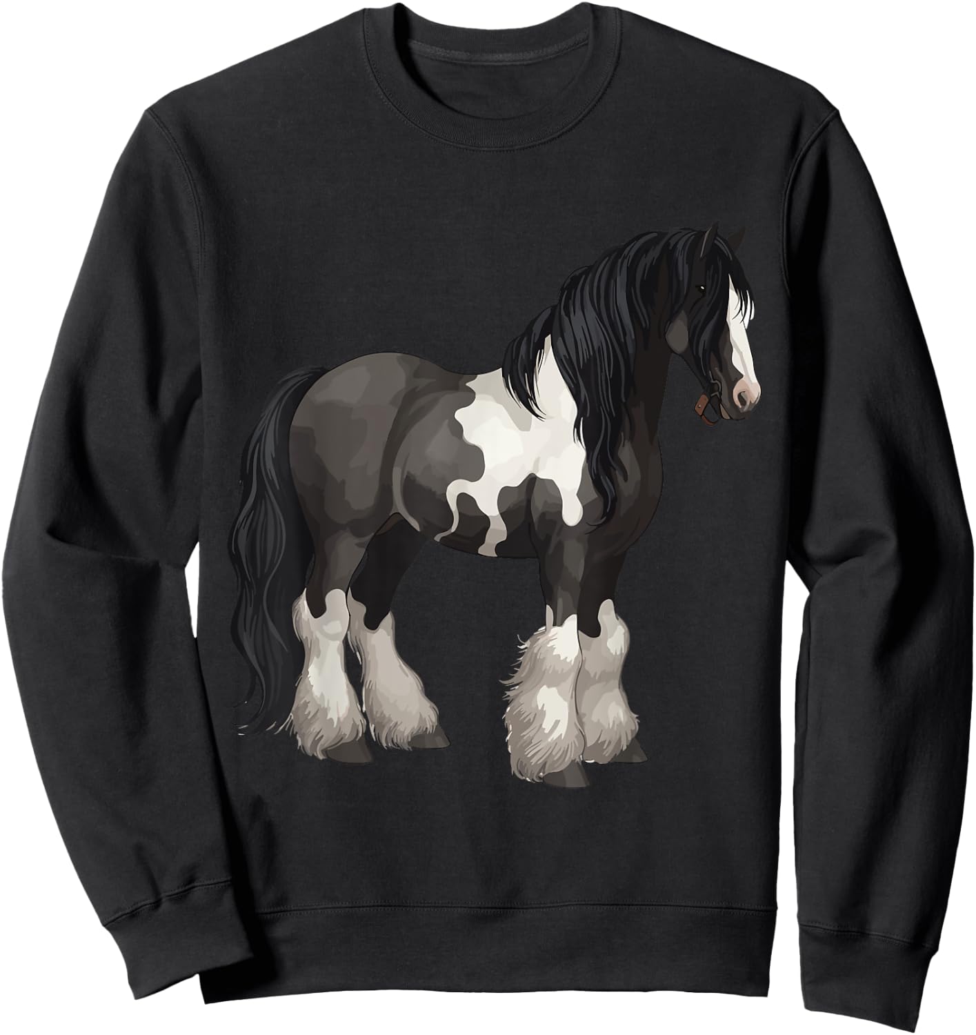 Black Gypsy Vanner Horse Lover Riding Equestrian Sweatshirt - Sweatshirt | Black