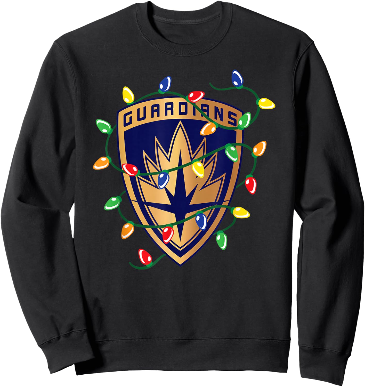Marvel Guardians of The Galaxy Logo Holiday Christmas Lights Sweatshirt - Sweatshirt | Black