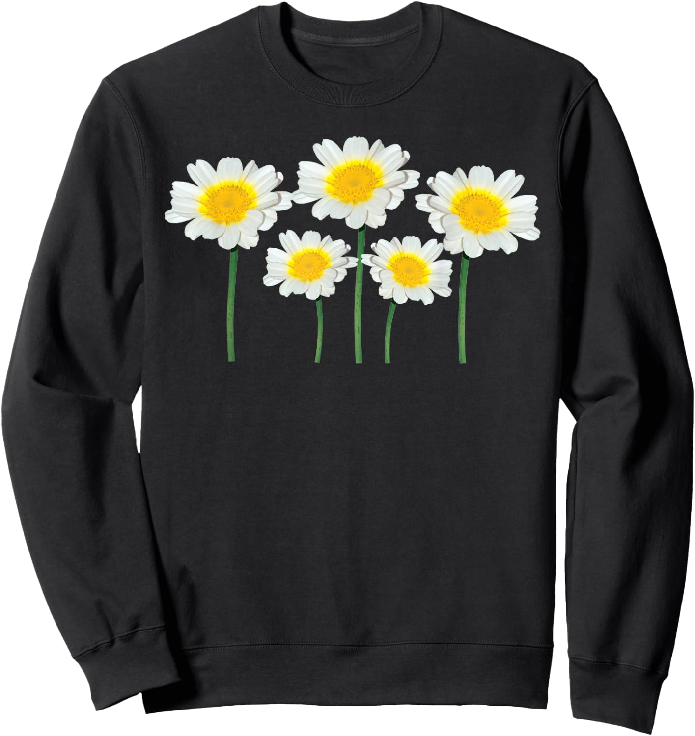 Cute Daisy Flowers Classic Wildflower White & Yellow Graphic Sweatshirt - Sweatshirt | Black