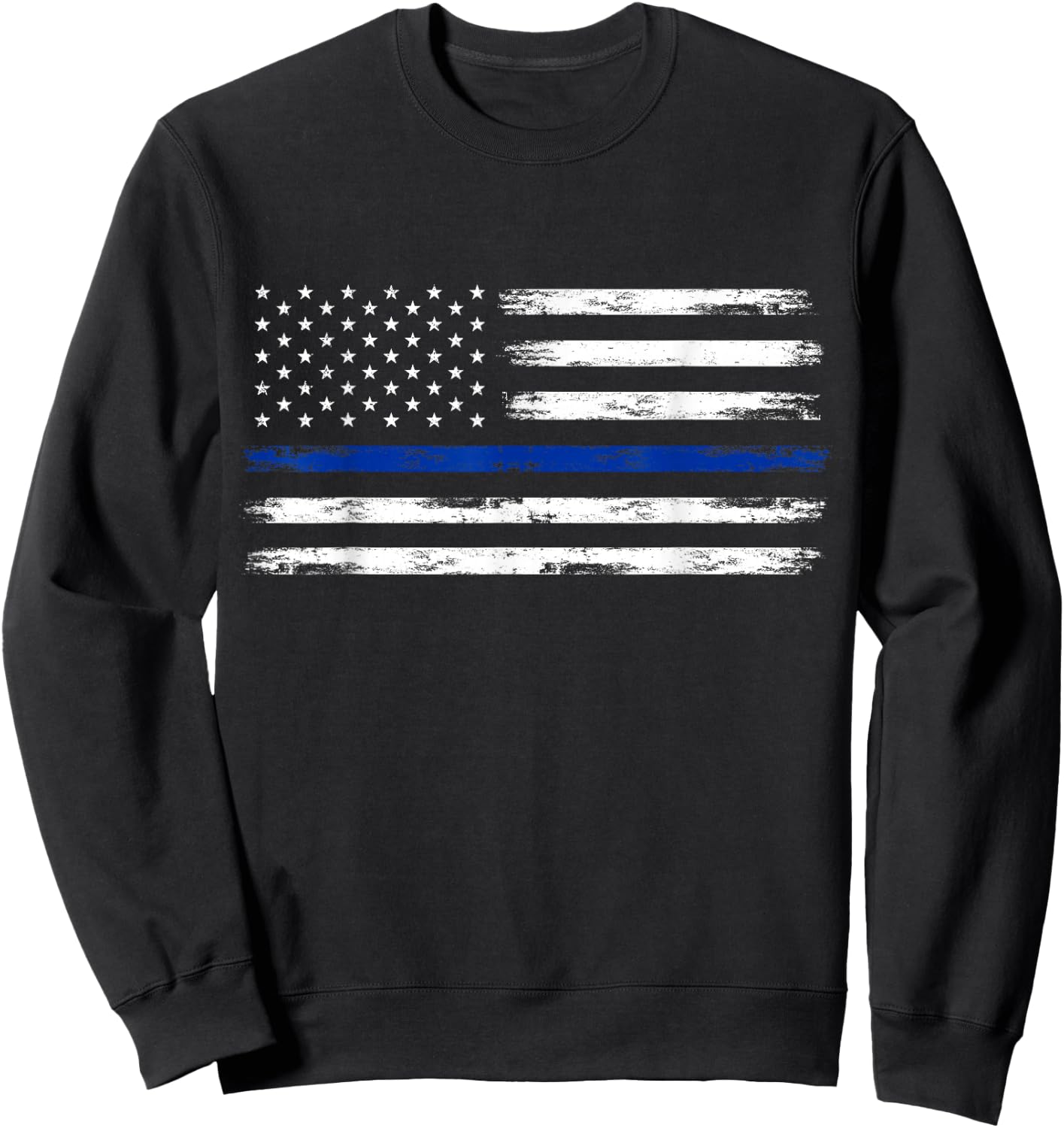 Police Officer US USA American Flag Thin Blue Line Sweatshirt - Sweatshirt | Black