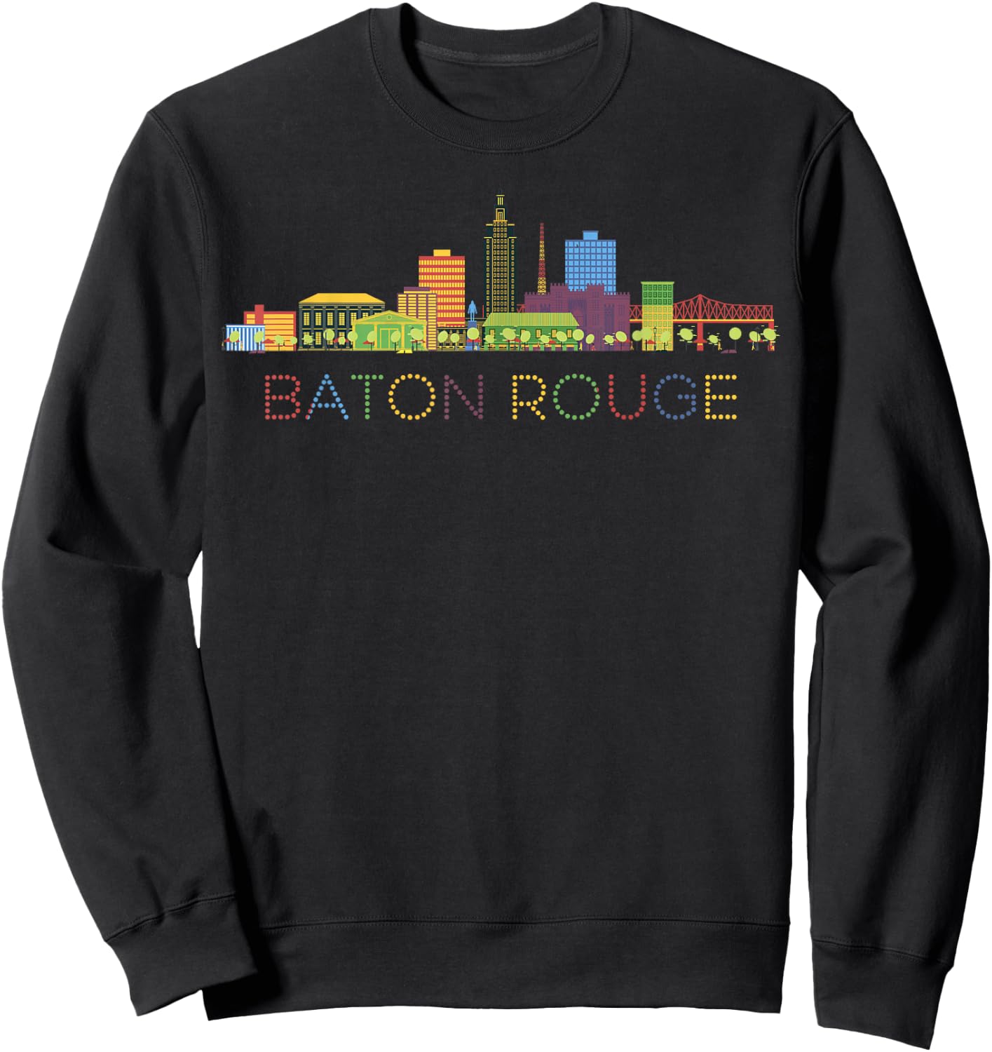 Baton Rouge Skyline Louisiana State New Orleans Mardi Gras Sweatshirt - Sweatshirt | Black