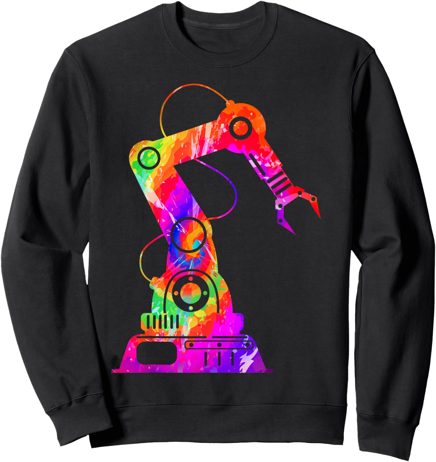 Robot Robotics Engineer Tie Dye 80s 90s Sweatshirt - Sweatshirt | Black
