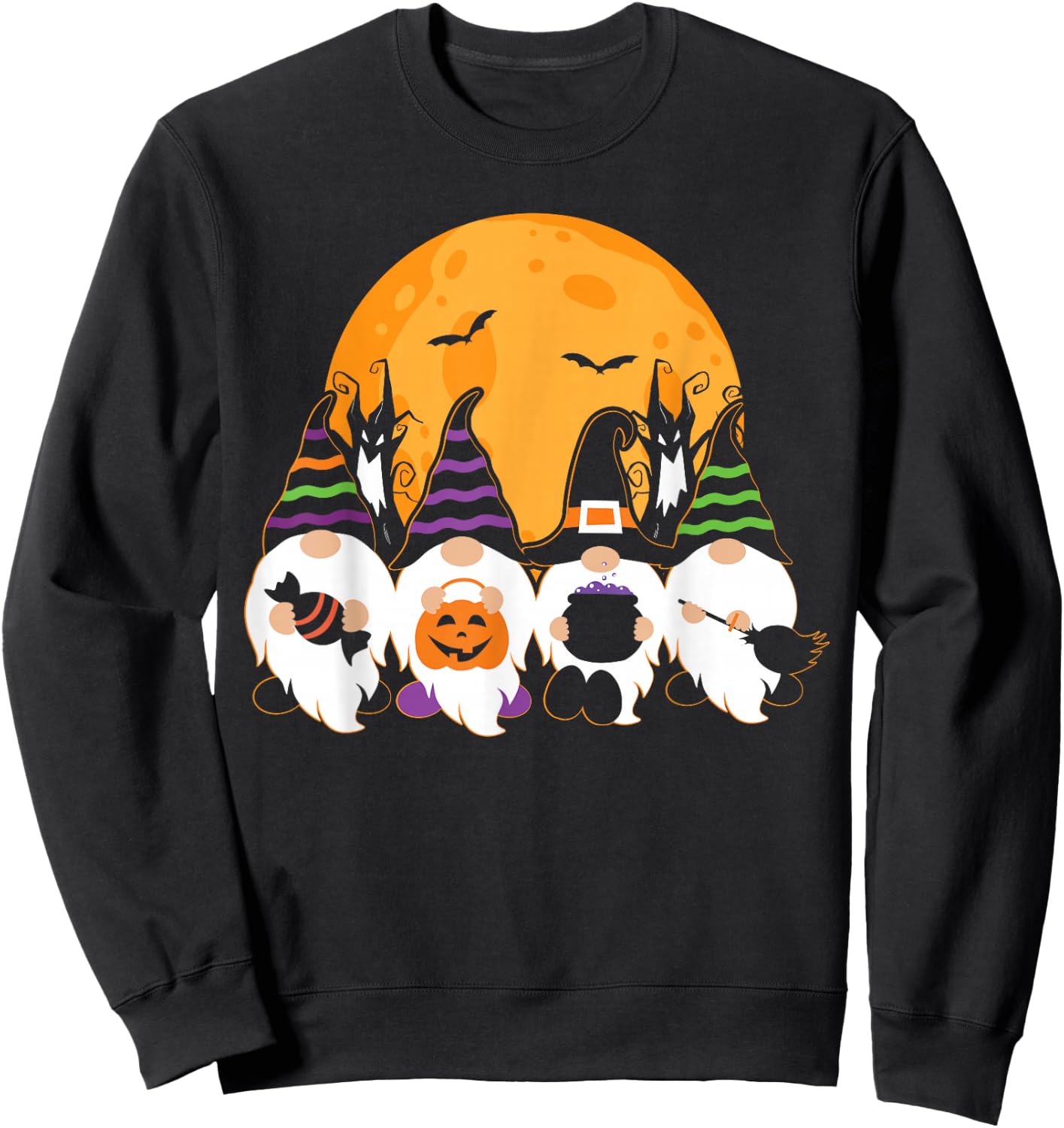 Cute Halloween Gnome Spooky Gardening Trick Or Treat Sweatshirt - Sweatshirt | Black