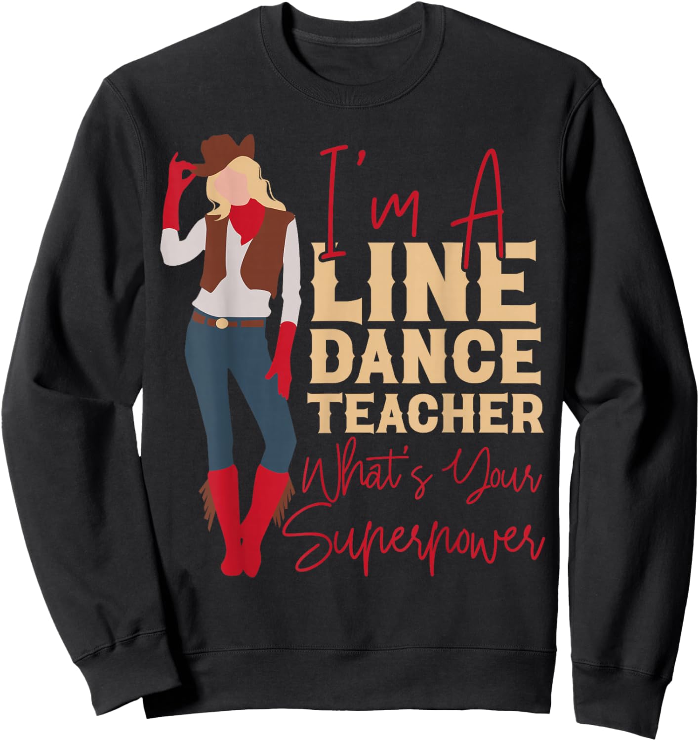 Country Line Dance Dancer HS0 -Adults White Small Sweatshirt - Sweatshirt | Black