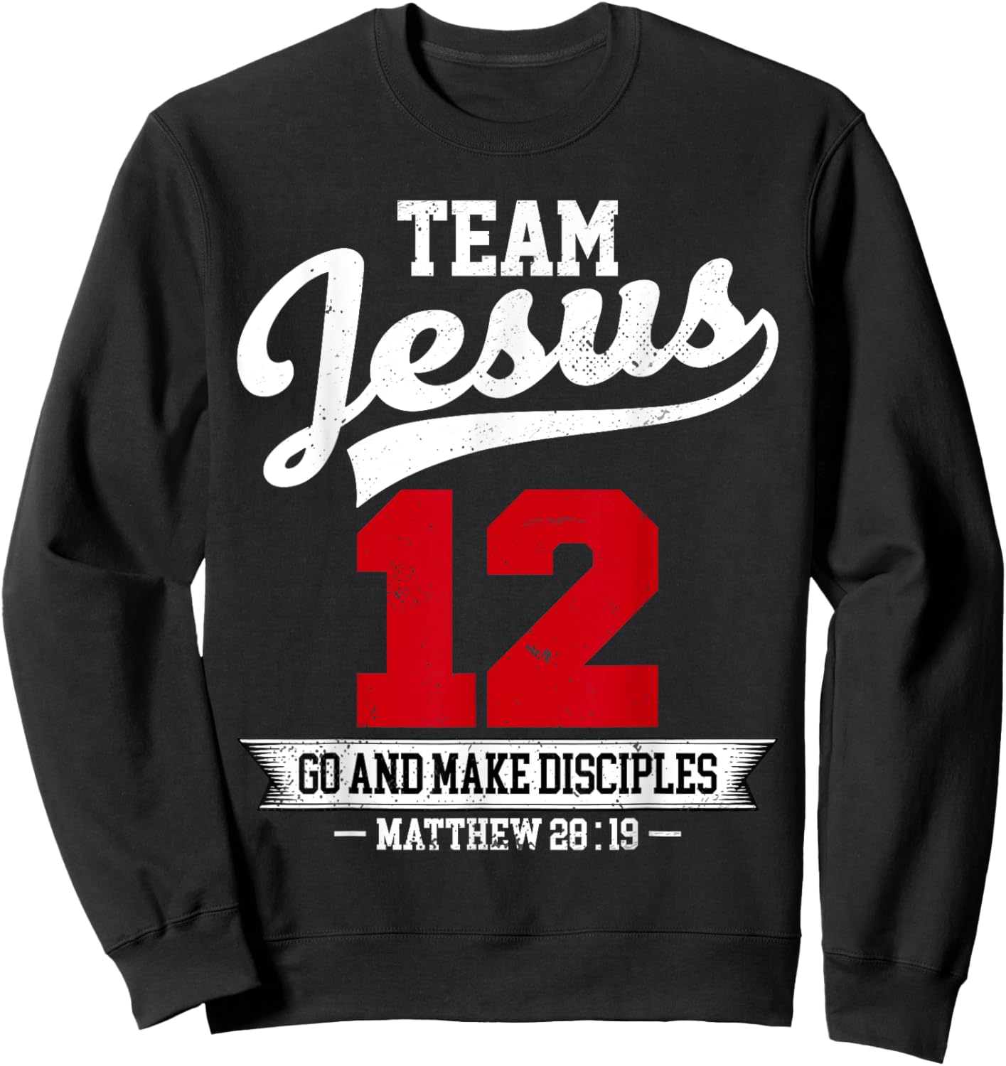 Jesus and Baseball Team Jesus Christian Matthew 28:19 Verse Sweatshirt - Sweatshirt | Black