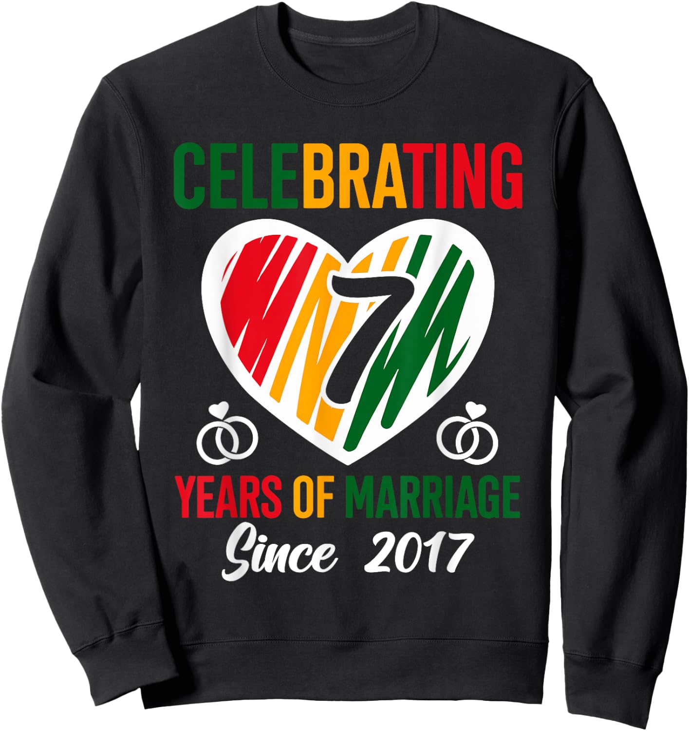 7 Years of Marriage Married Couple 7th Wedding Anniversary Sweatshirt - Sweatshirt | Black