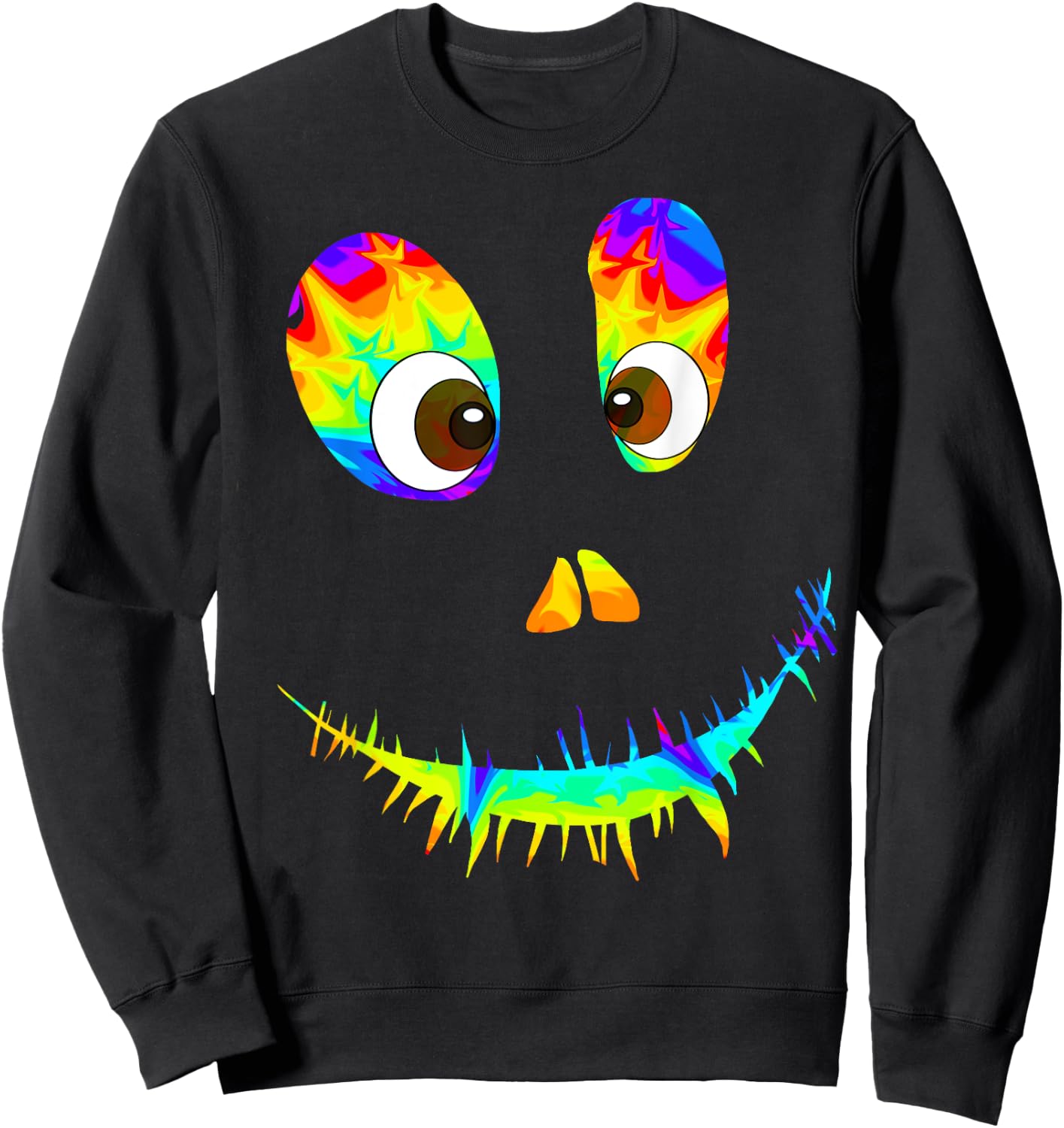 Funny Rainbow Monster Face Tie Dye Halloween Costume Sweatshirt - Sweatshirt | Black