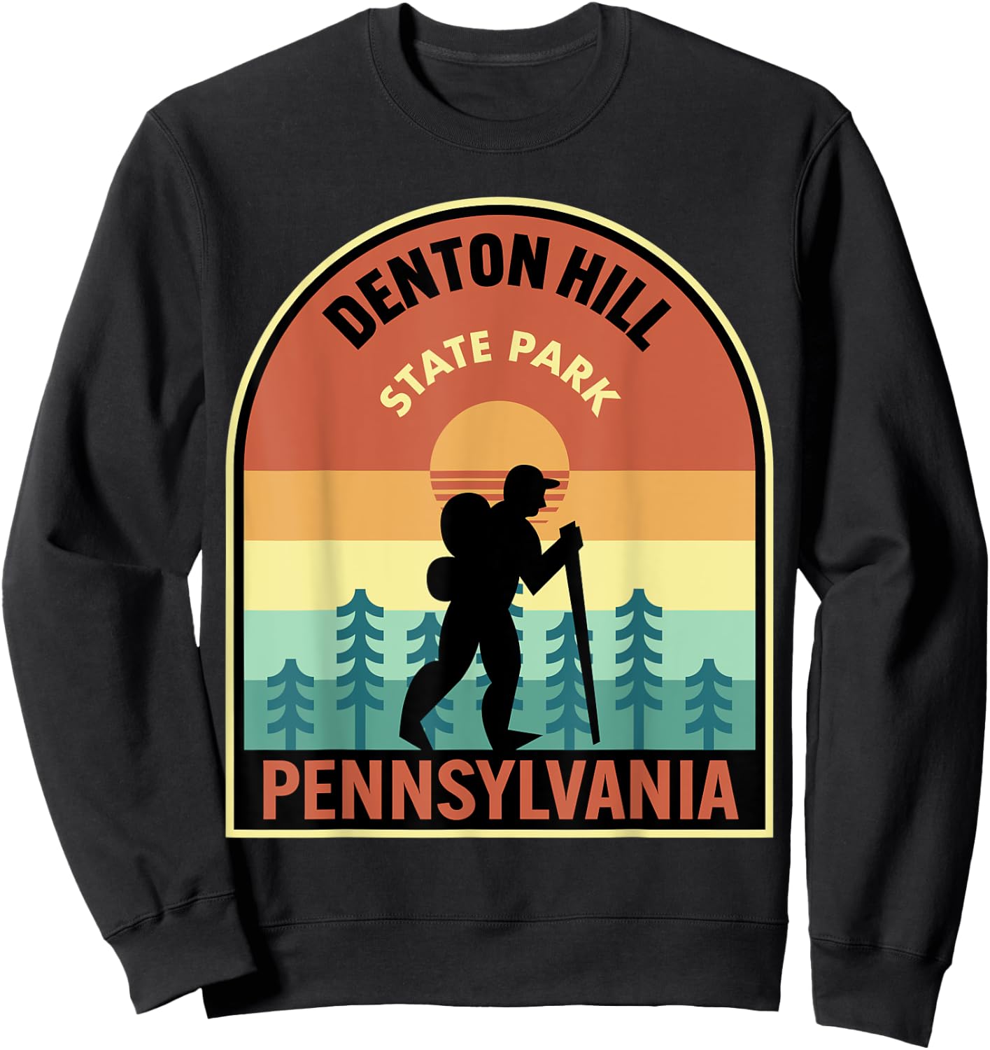 Denton Hill State Park Pennsylvania Retro Hiking Sweatshirt - Sweatshirt | Black