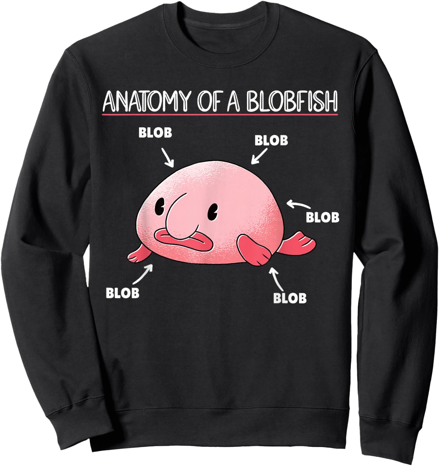 Funny Blobfish Statement Anatomy of Blobfish Sweatshirt - Sweatshirt | Black