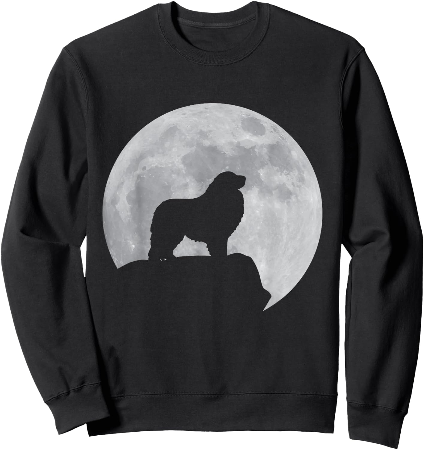 Moon And Dog Silhouette - Patou Great Pyrenees Women Sweatshirt - Sweatshirt | Black