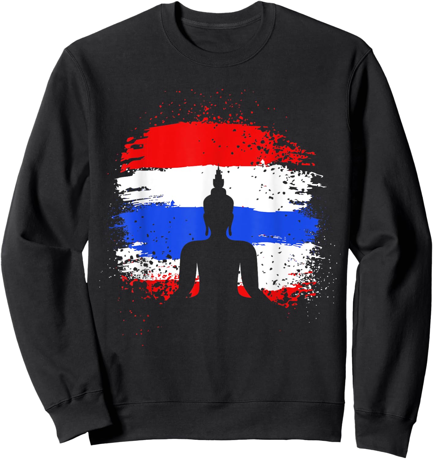 Retro Vacation Thai Buddha Thailand Flag Sweatshirt - Sweatshirt | Black
