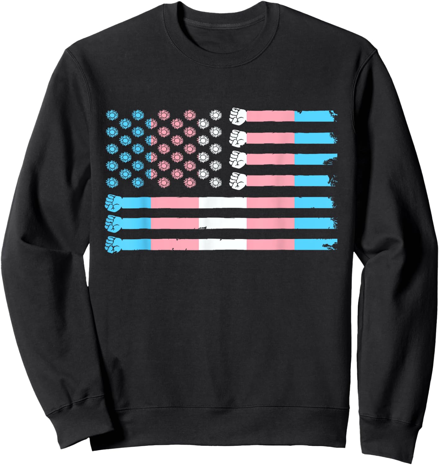 Trans Flag USA America Transsexual Trans Pride Transgender Sweatshirt - Sweatshirt | Black