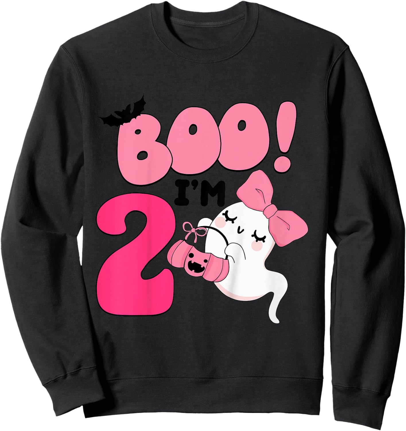 Kids Boo I'm Two Years Old 2nd Birthday Cute Ghost Halloween Sweatshirt - Sweatshirt | Black