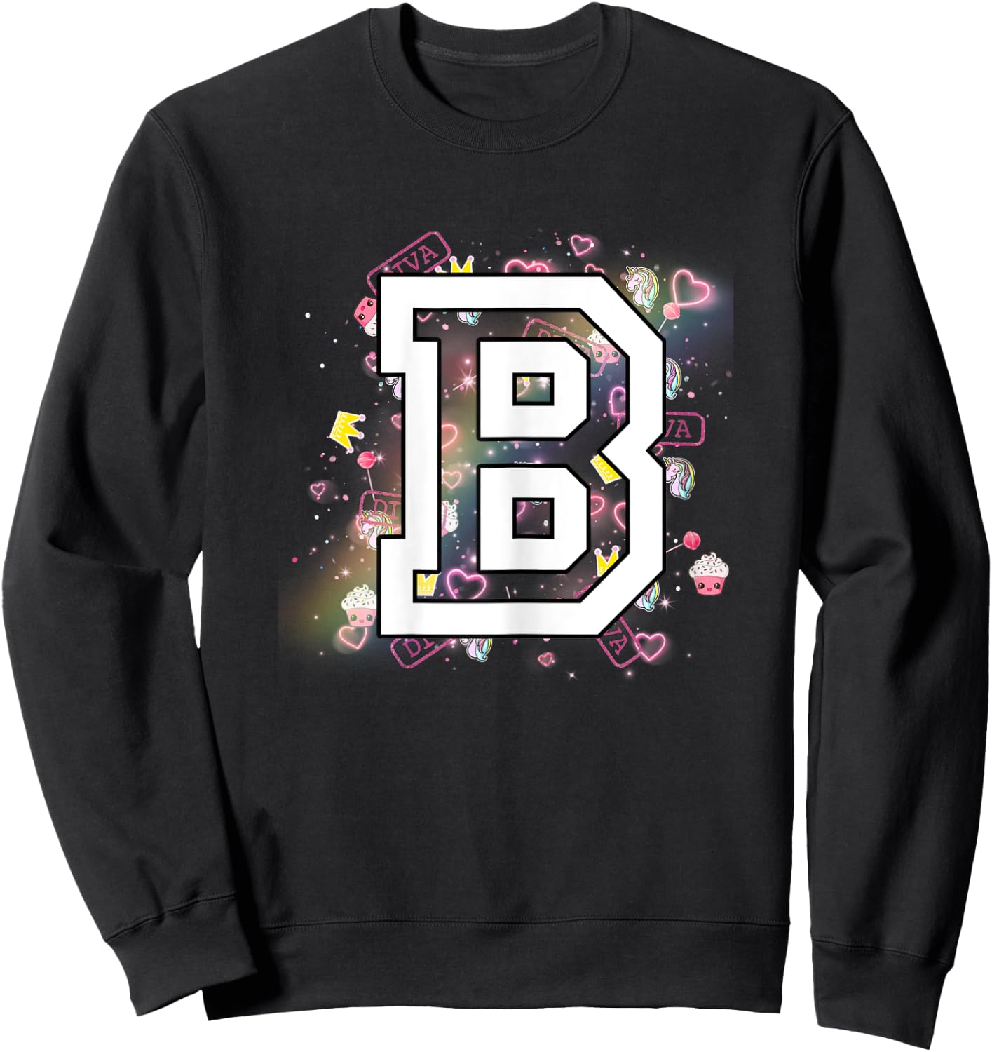 Kids Letter B Clothing For a Girl Who's Name Starts With B Sweatshirt - Sweatshirt | Black