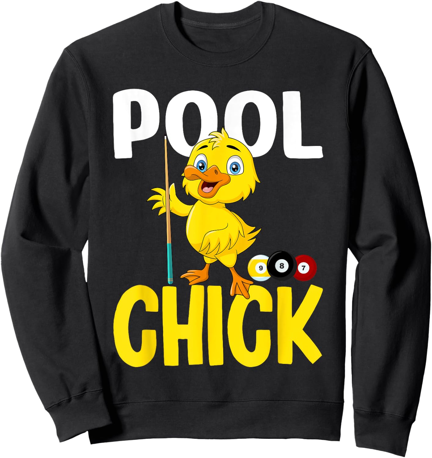 Funny Pool Chick 8 Ball Women Cute Billiards Ladies Sweatshirt - Sweatshirt | Black
