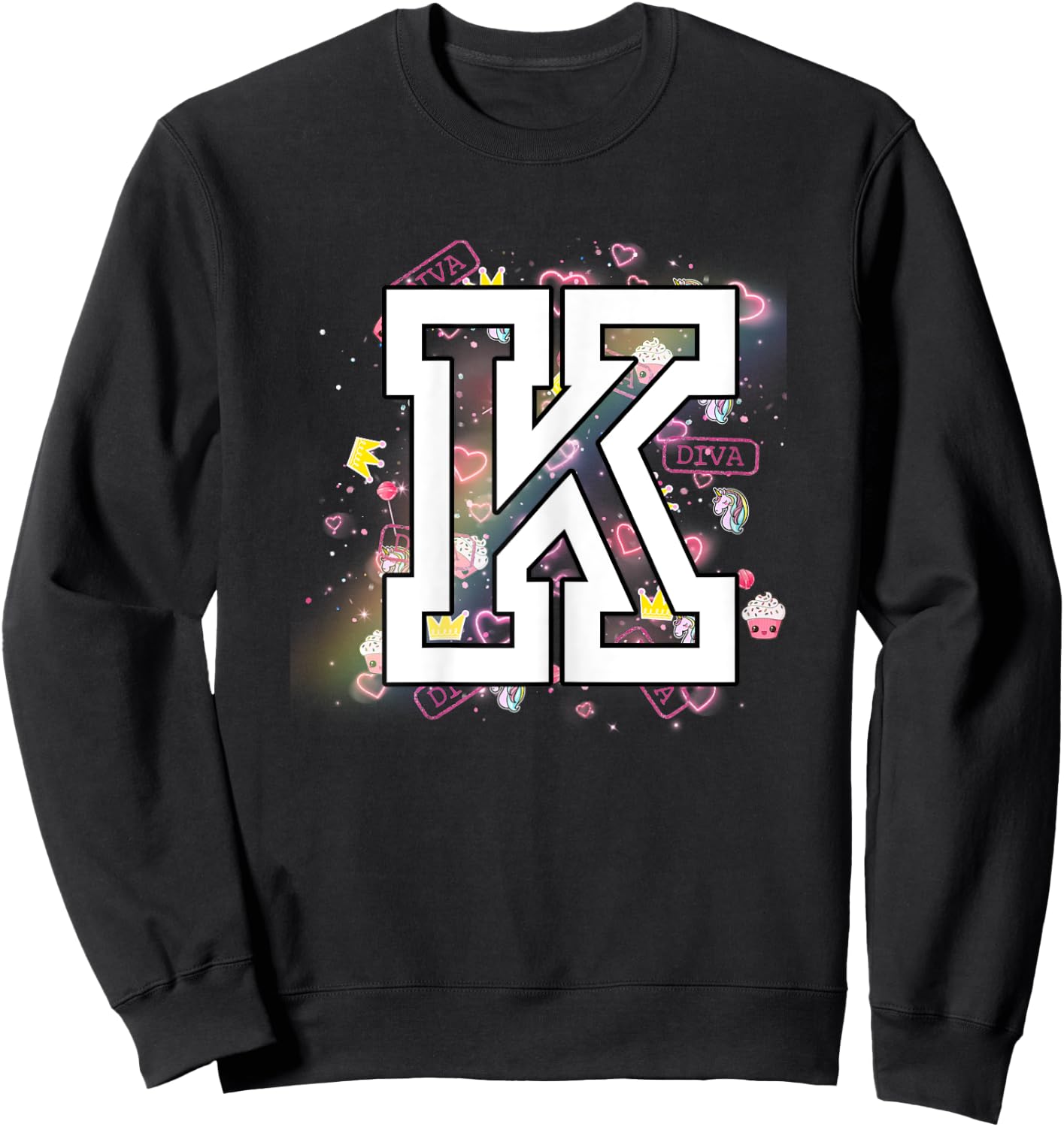Kids Letter K Clothing For a Girl Who's Name Starts With K Sweatshirt - Sweatshirt | Black