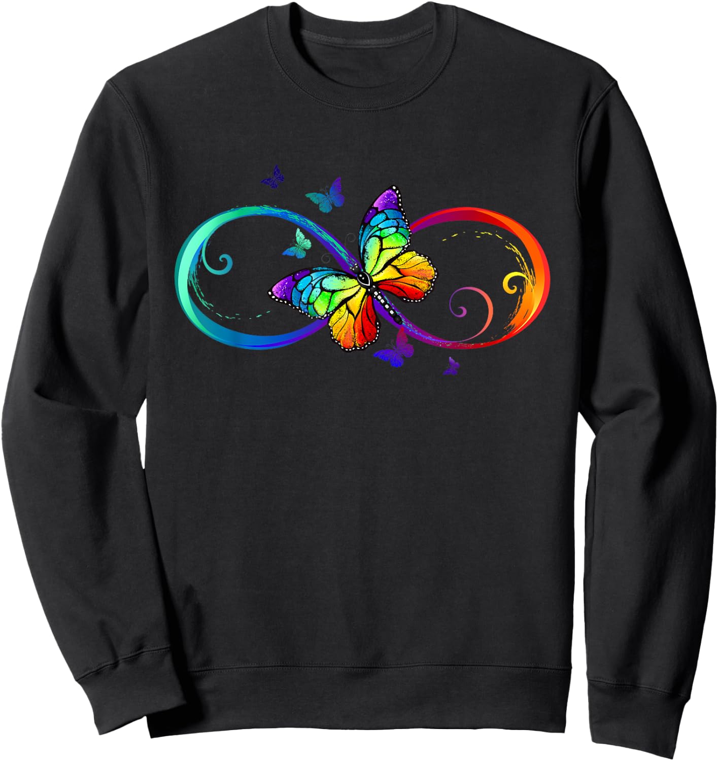 Butterfly Rainbow infinity Symbol Sign Sweatshirt - Sweatshirt | Black