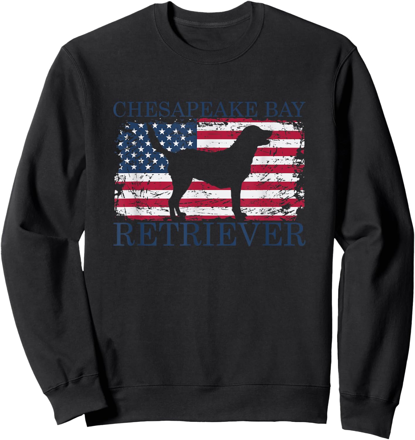 Chesapeake Bay Retriever with USA Flag Sweatshirt - Sweatshirt | Black