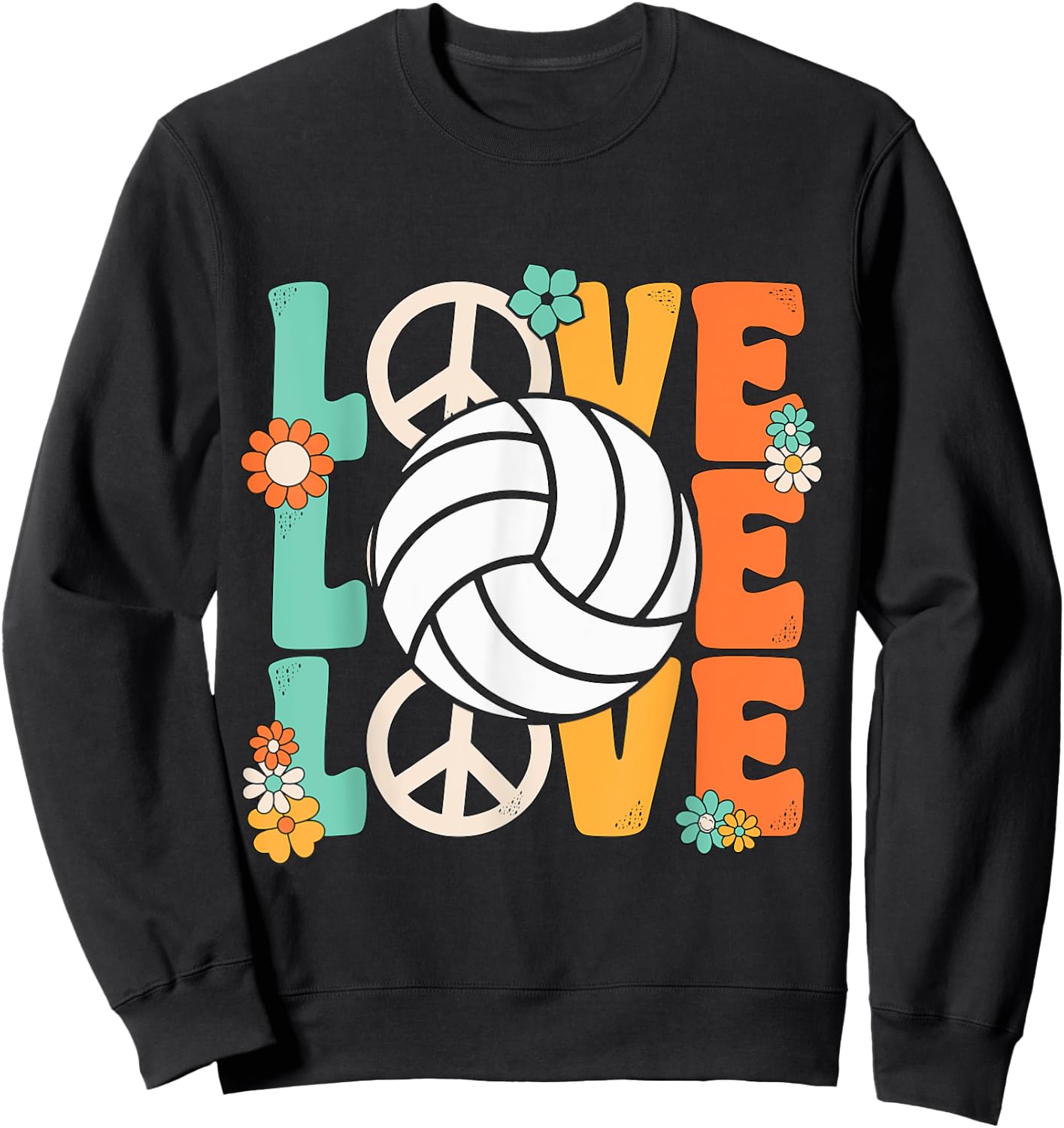 Volleyball Love For Teen Girls Women Cute Volleyball Lovers Sweatshirt - Sweatshirt | Black