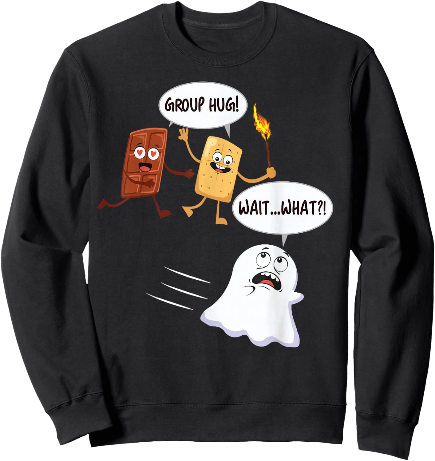 Funny Halloween Camping Smores S'mores Marshmallow Ghost Sweatshirt - Sweatshirt | Black