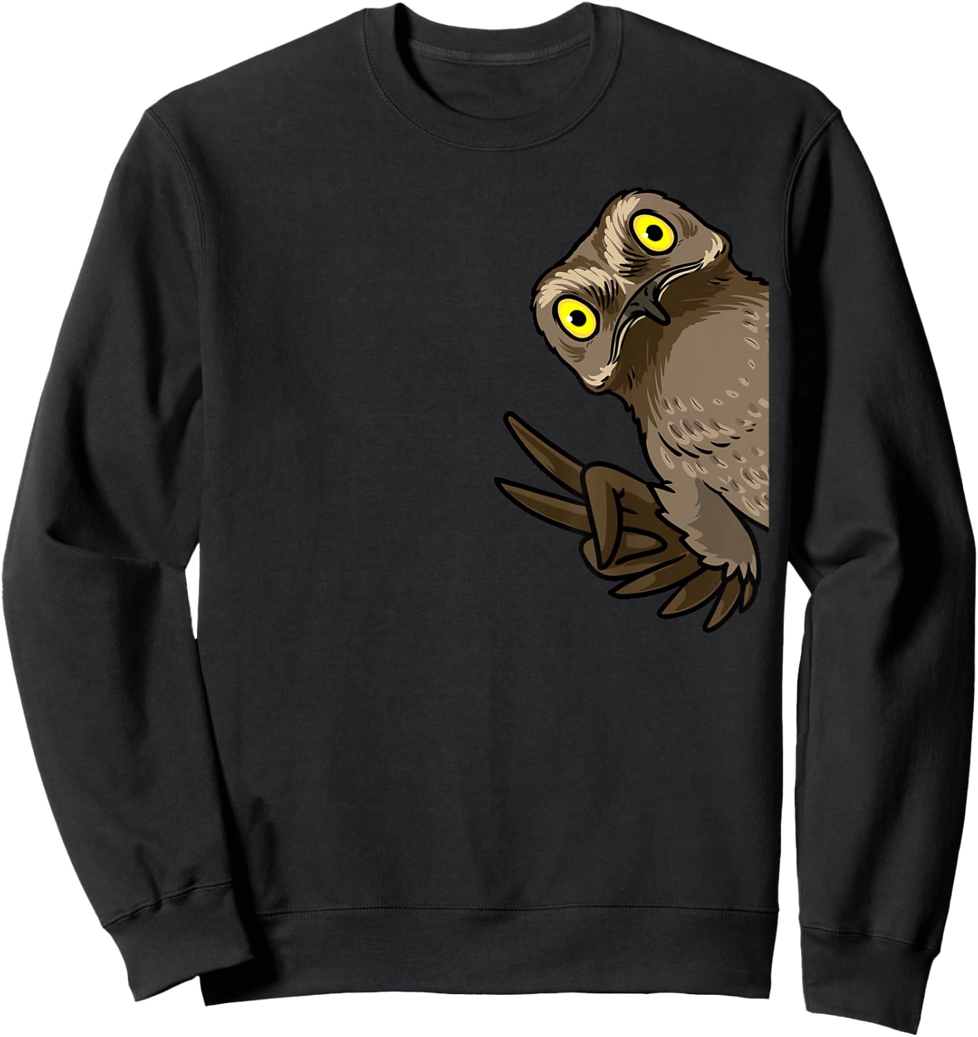 Luvevepotootha Potoo Bird From Side Birder Birding - -Adults/Kids - Black - Small - Short Sleeve - Modern Animal Print - Cartoon Potoo Graphic Sweatshirt - Sweatshirt | Black
