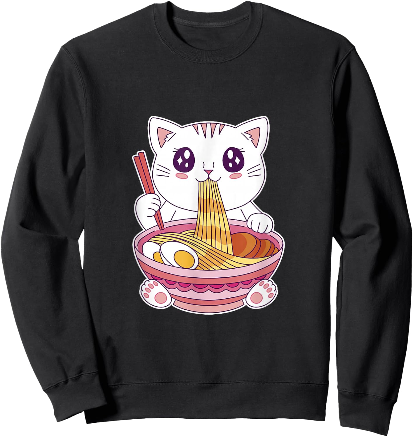 Kawaii Cat Ramen Sweatshirt - Sweatshirt | Black