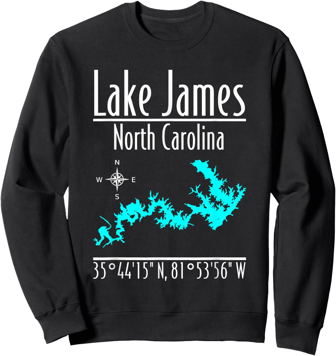 Modern Lake James, North Carolina Sweatshirt - Sweatshirt | Black