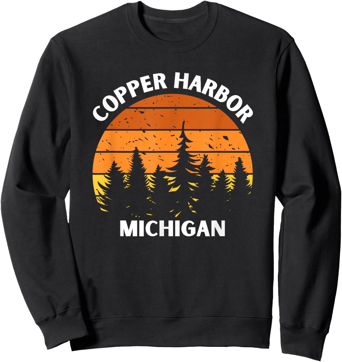 Copper Harbor Michigan Forest Sunset Up North Michigan Sweatshirt - Sweatshirt | Black
