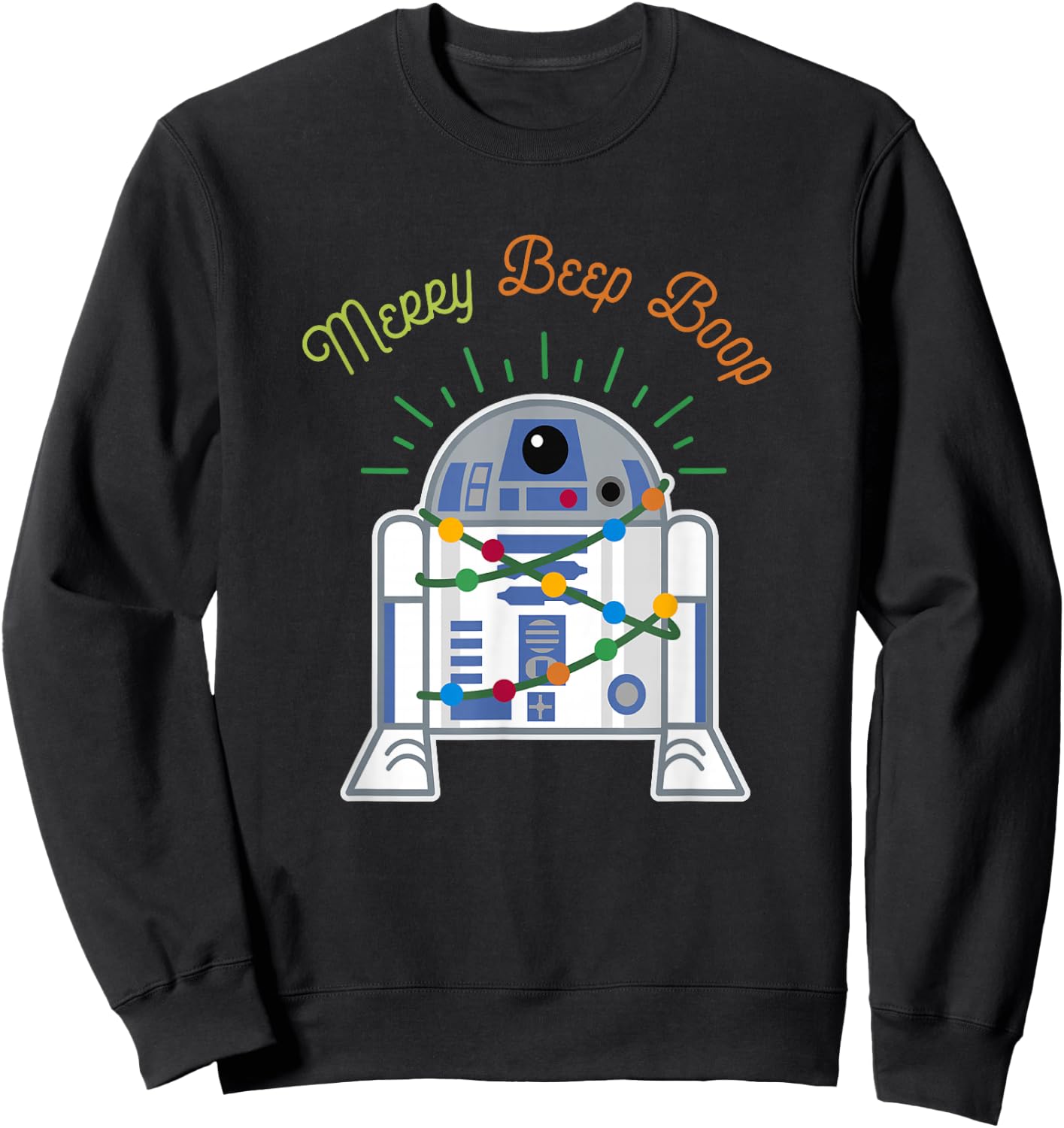 Star Wars Christmas R2-D2 Merry Beep Boop Xmas Lights Logo Sweatshirt - Sweatshirt | Black