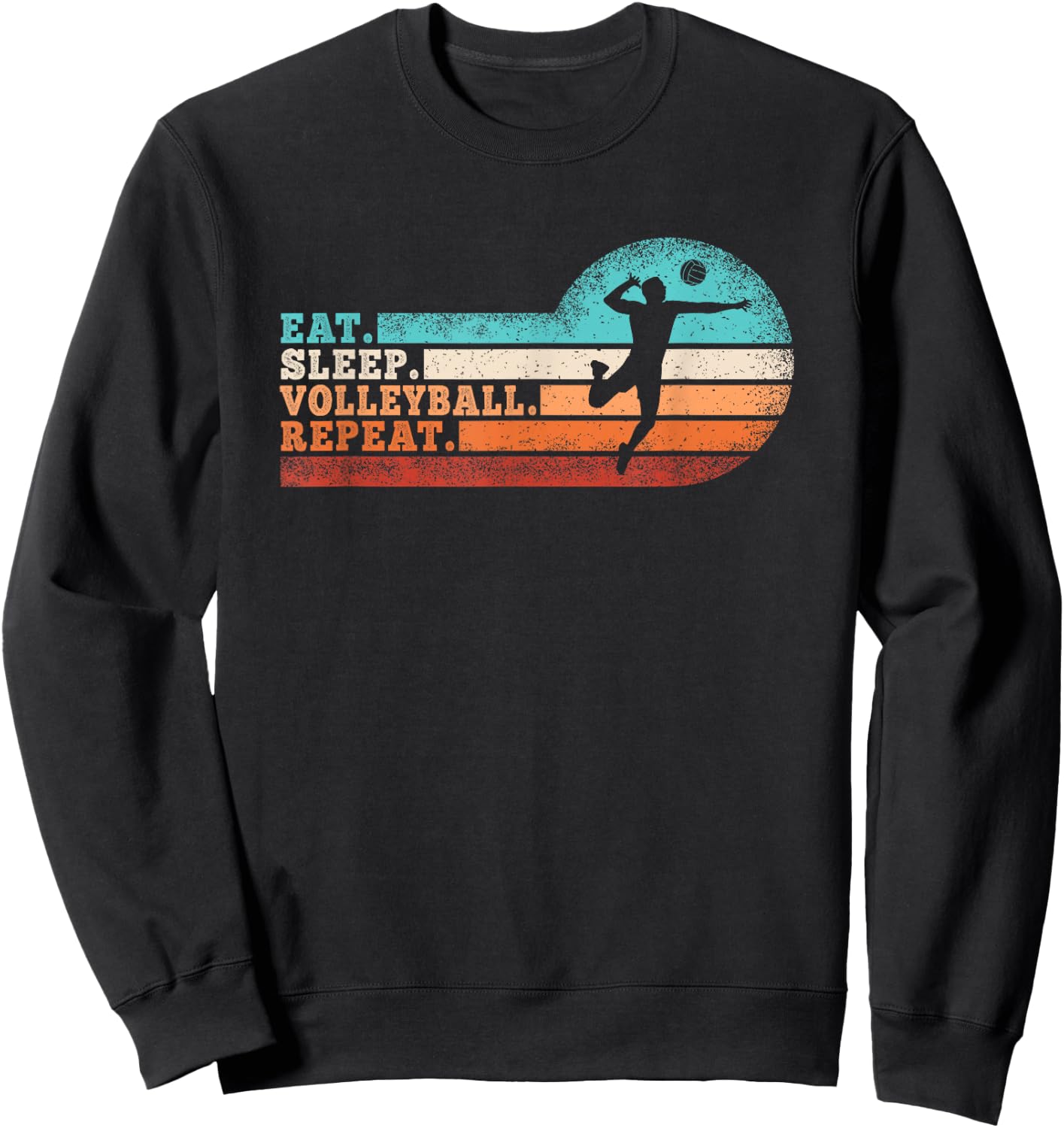 Eat Sleep Volleyball Repeat Retro Volleyball Lover Men Boys Sweatshirt - Sweatshirt | Black