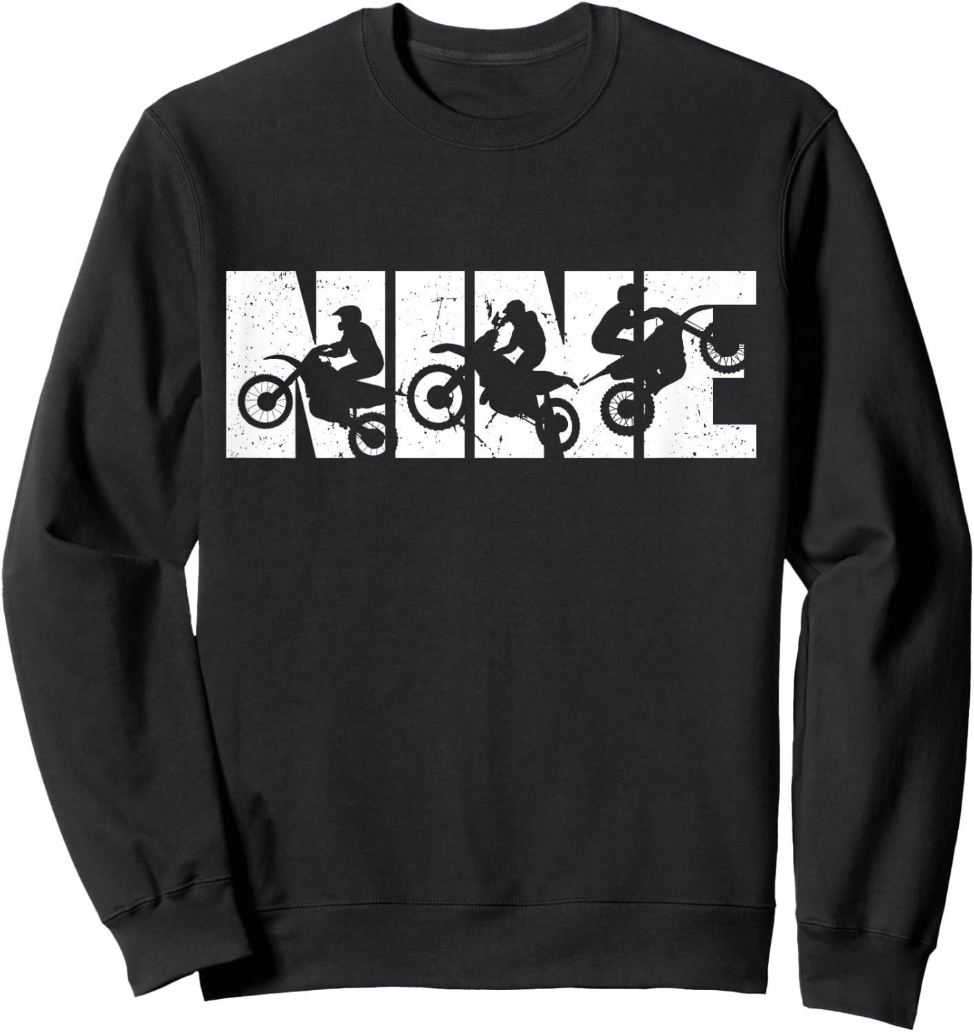 Kids 9th Birthday Retro Motocross Dirt Bike 9 Years Boys Girl Sweatshirt - Sweatshirt | Black