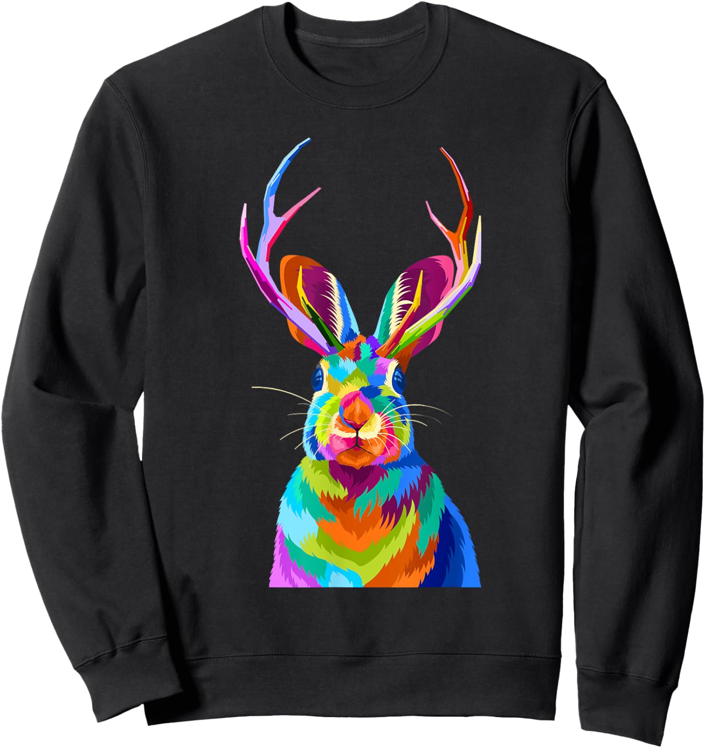 Retro Vintage Jackalope Fun Cute Rabbit Animal Lover Graphic Sweatshirt - Sweatshirt | Black