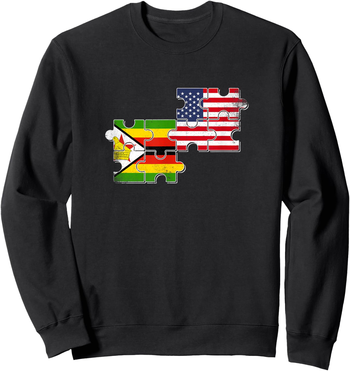 Zimbabwe USA Zimbabwean American Flag Sweatshirt - Sweatshirt | Black