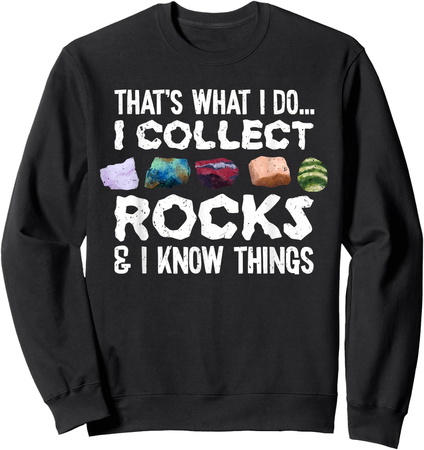 Rock Collector Gifts, Geology Lover Gifts -Adults, Kids Short Sleeve Black Rock Themed Sweatshirt - Sweatshirt | Black