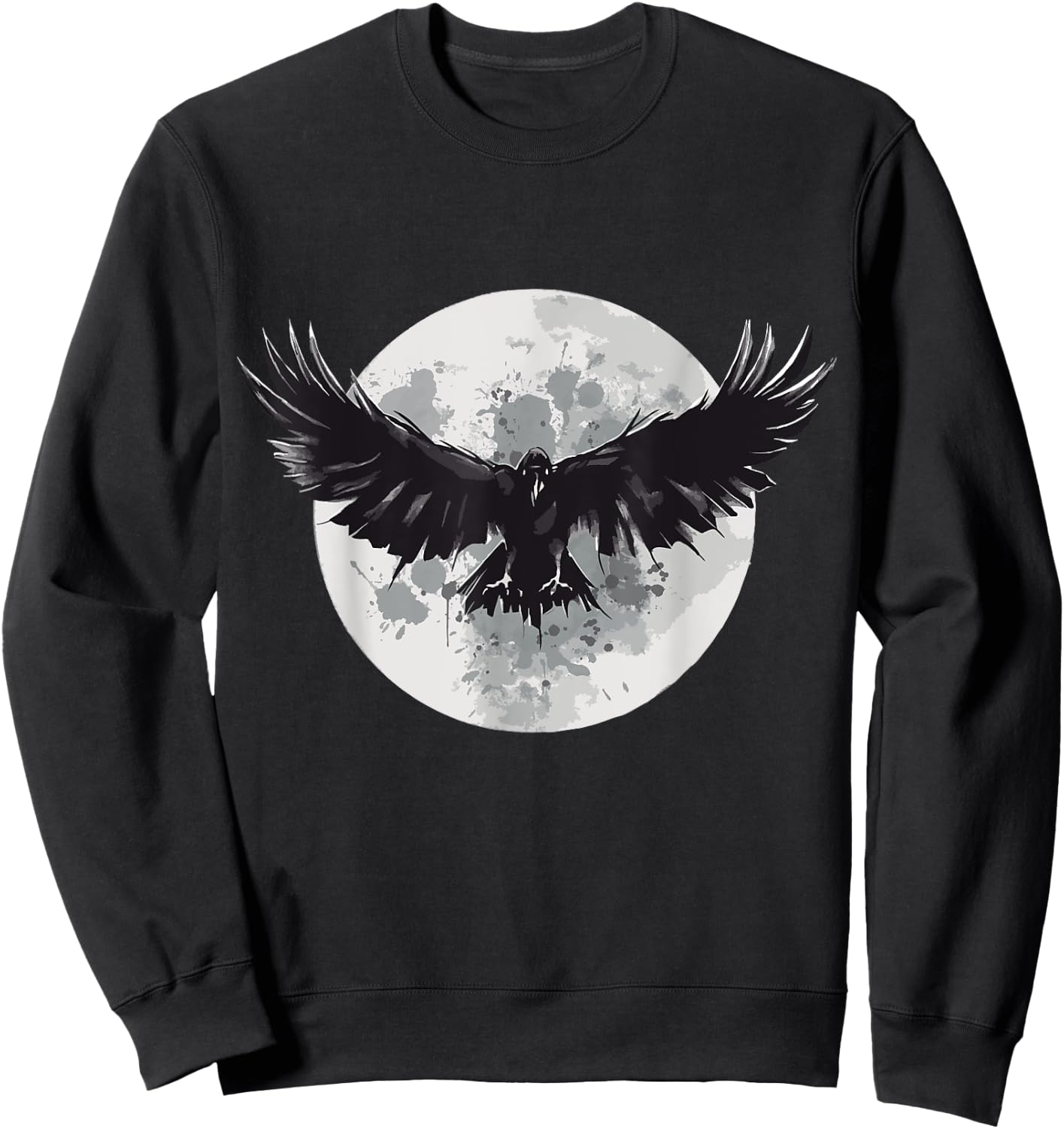 Raven animal print animal lovers crow design animals moon Sweatshirt - Sweatshirt | Black