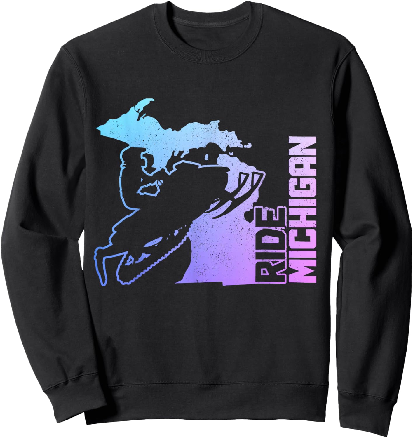 Snowmobile Ride Michigan Snowmobiling Motor Sled Vintage Sweatshirt - Sweatshirt | Black